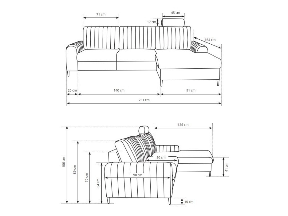 Ugaona sofa Kingston 165 (Velluto 33)