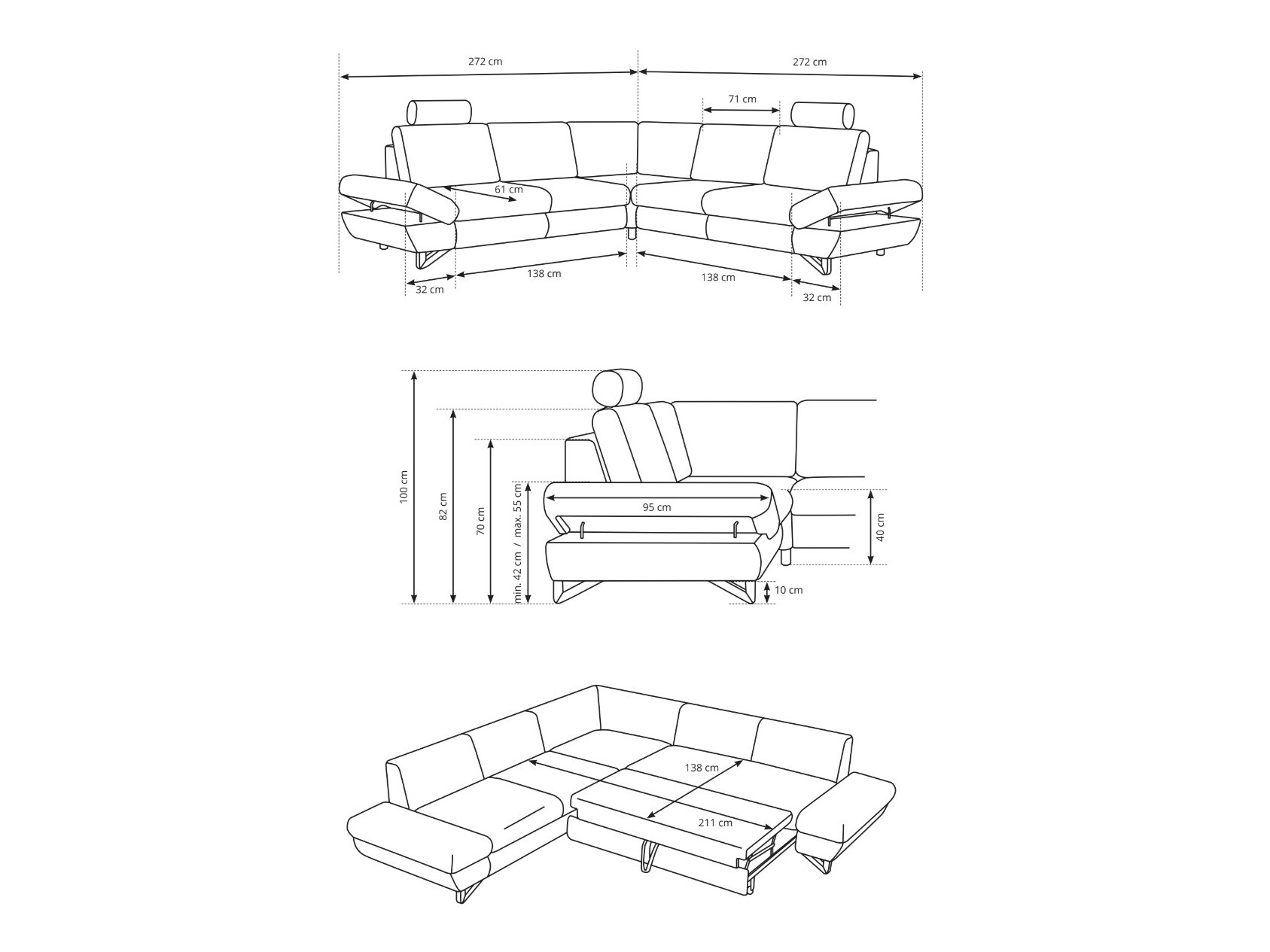 Ugaona sofa Kingston 168 (Avra 14)