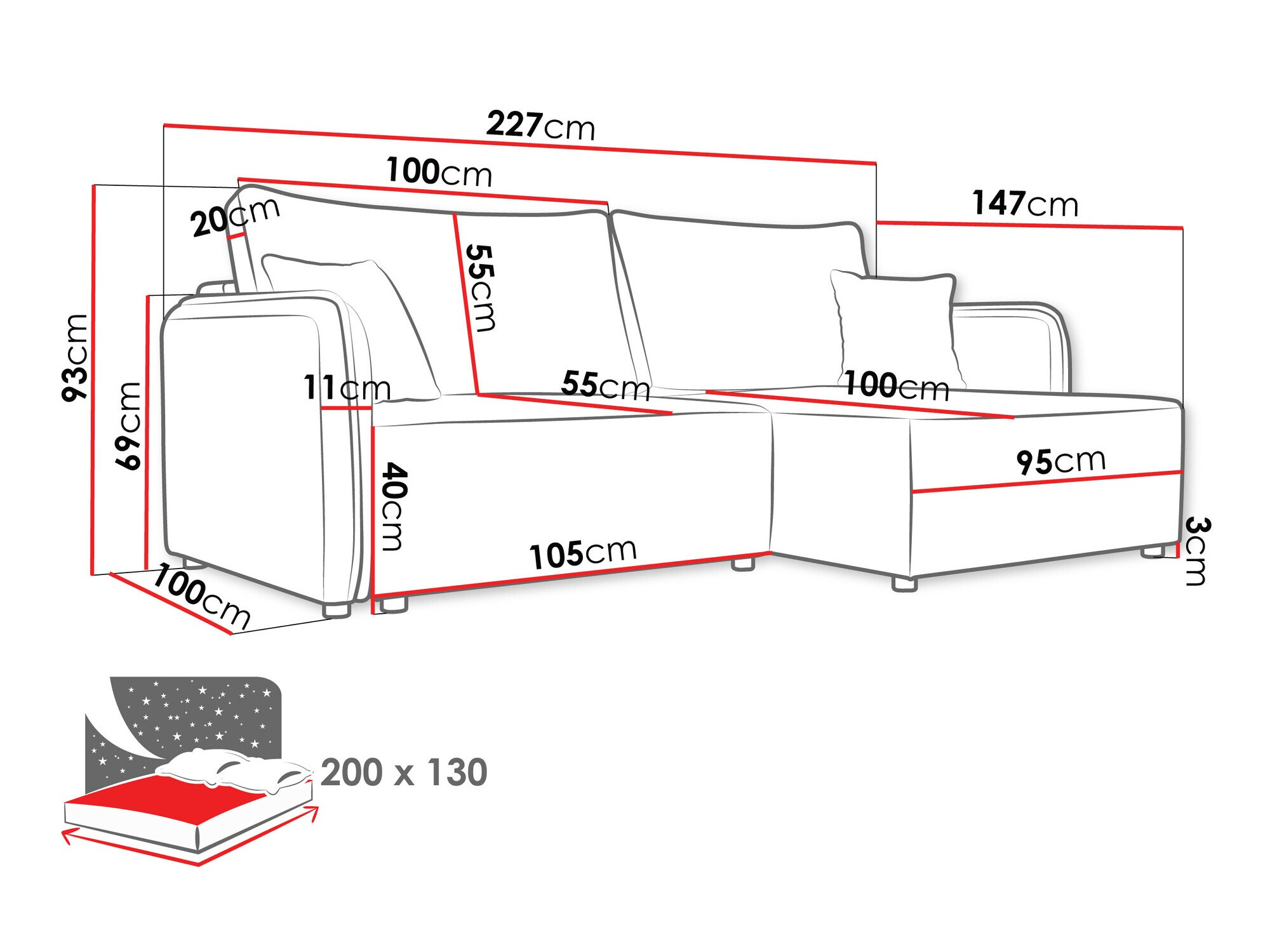 Ugaona sofa TrendyNest 111 (Velo 623)