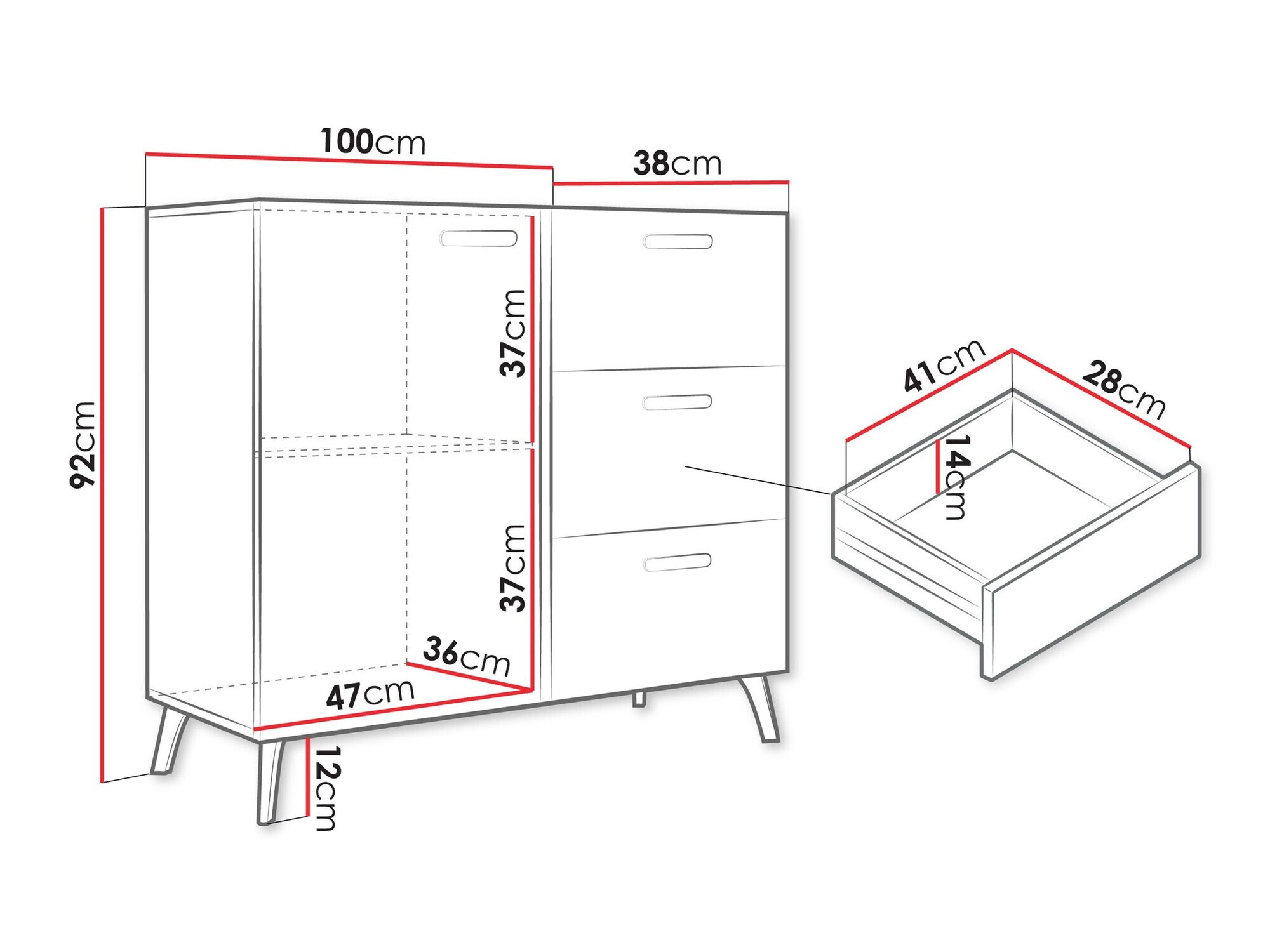 Komoda Comfivo Teslomo 108 (Belo + Sjajno belo)