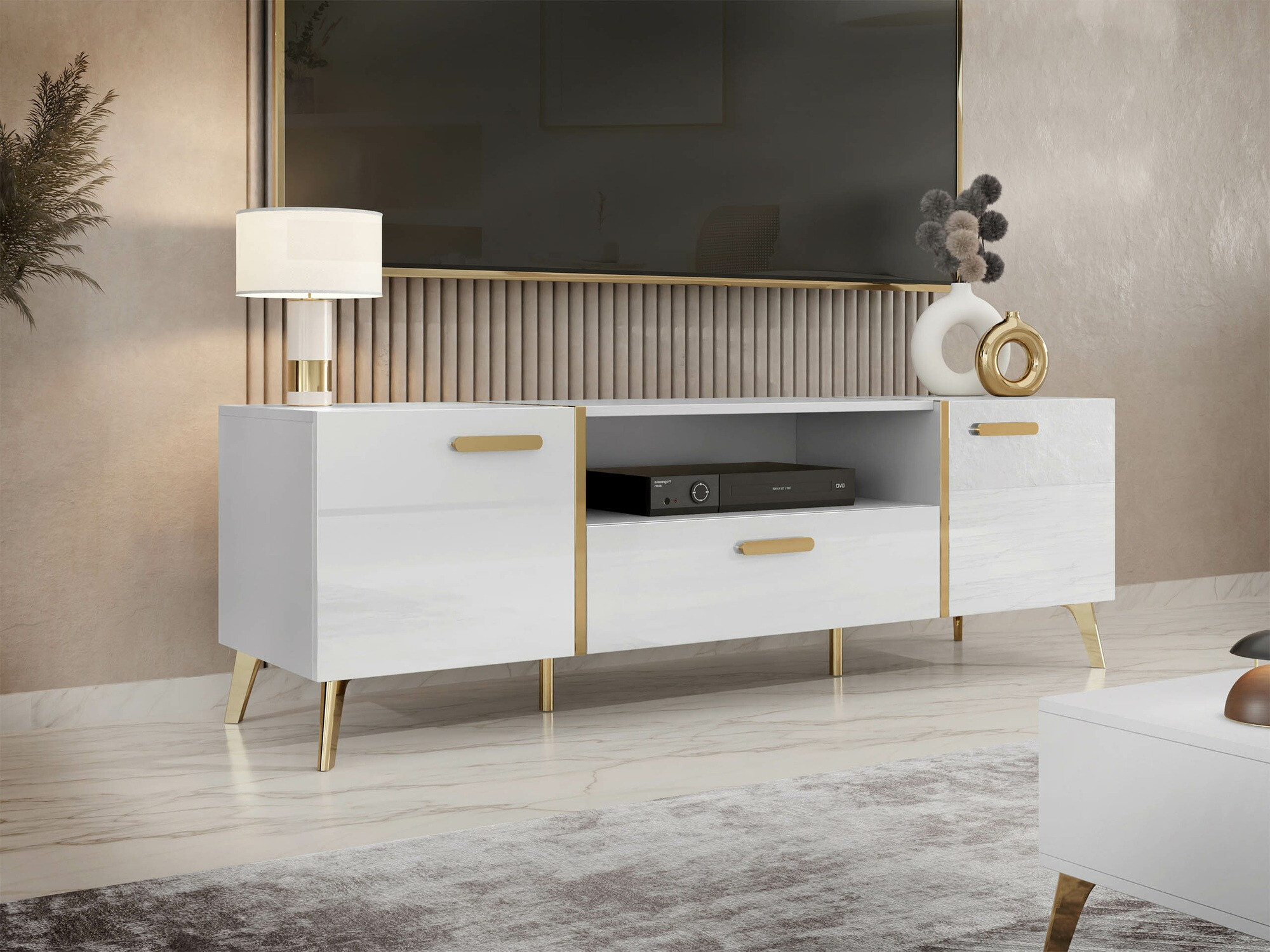 TV sto Teslomo 100 (Belo + Sjajno belo)