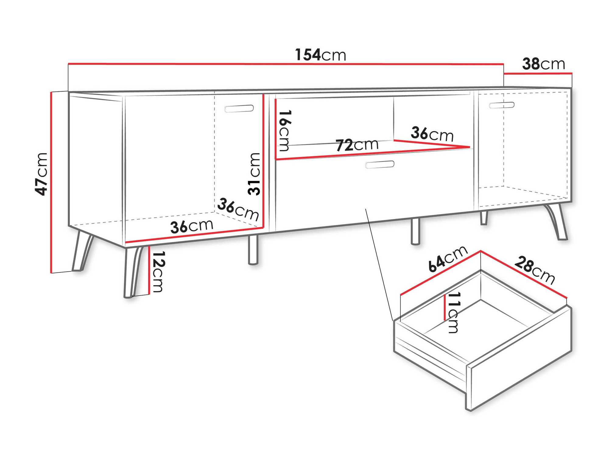 TV sto Teslomo 100 (Belo + Sjajno belo)