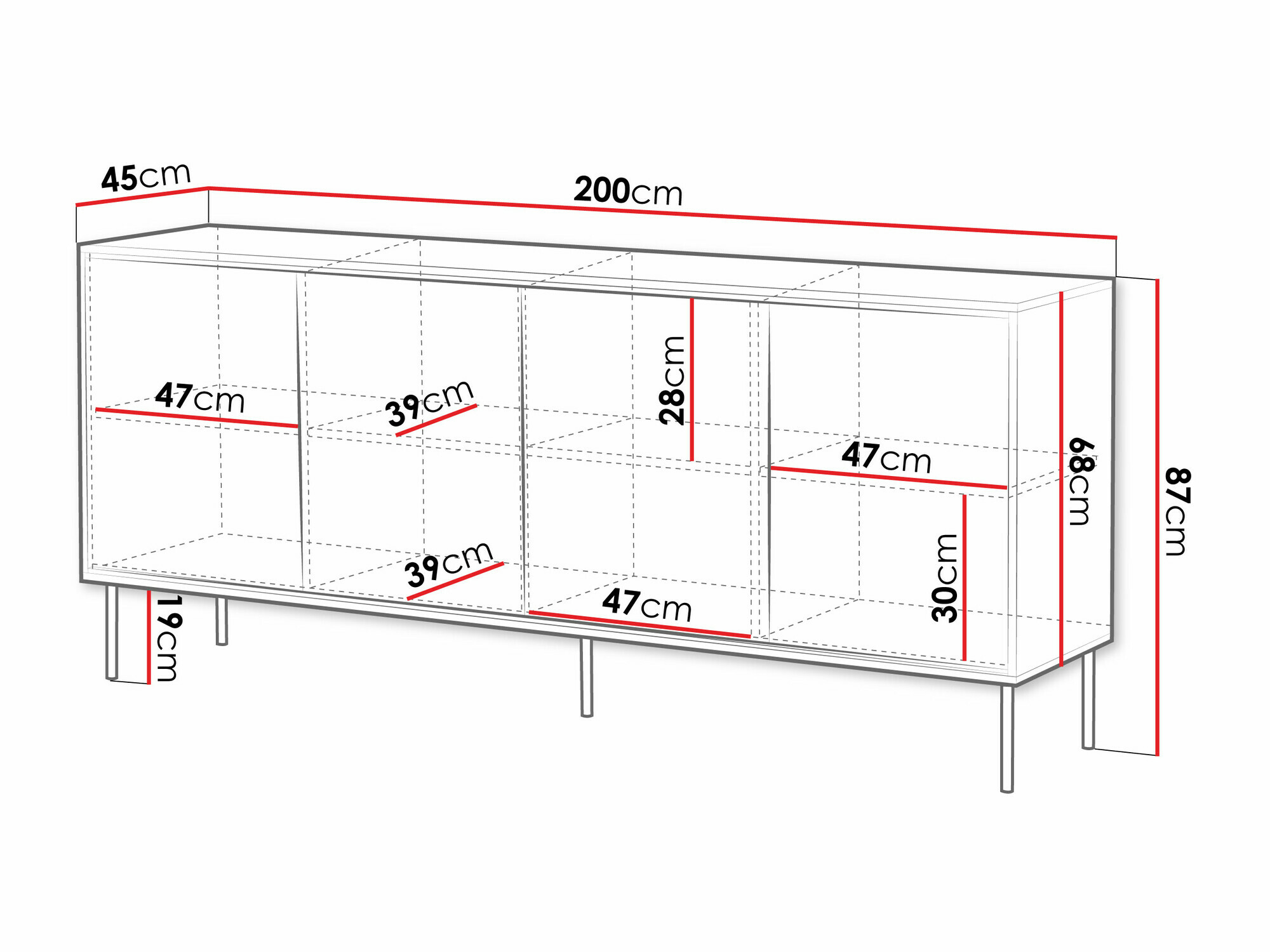 Ormarić Charlotte 208 (Crno)