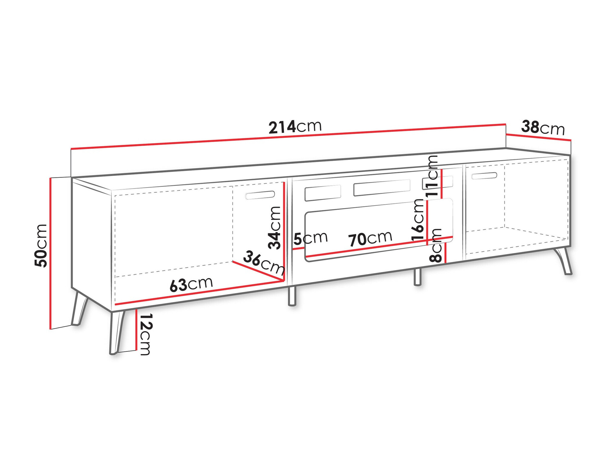 TV sto Comfivo Teslomo 112 (Belo + Sjajno belo)