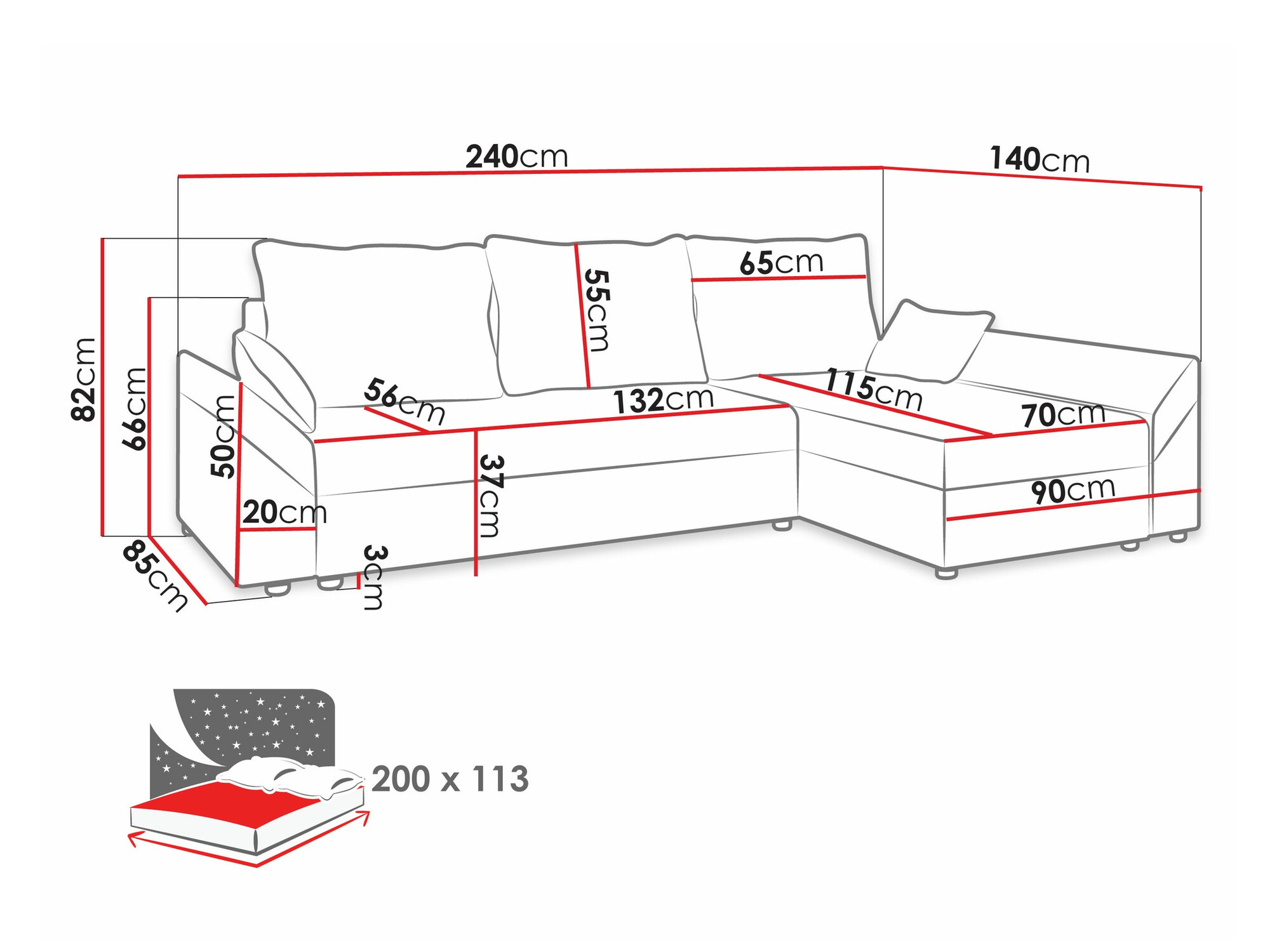Ugaona sofa Memphis 104 (Alova 04 + Alova 46)