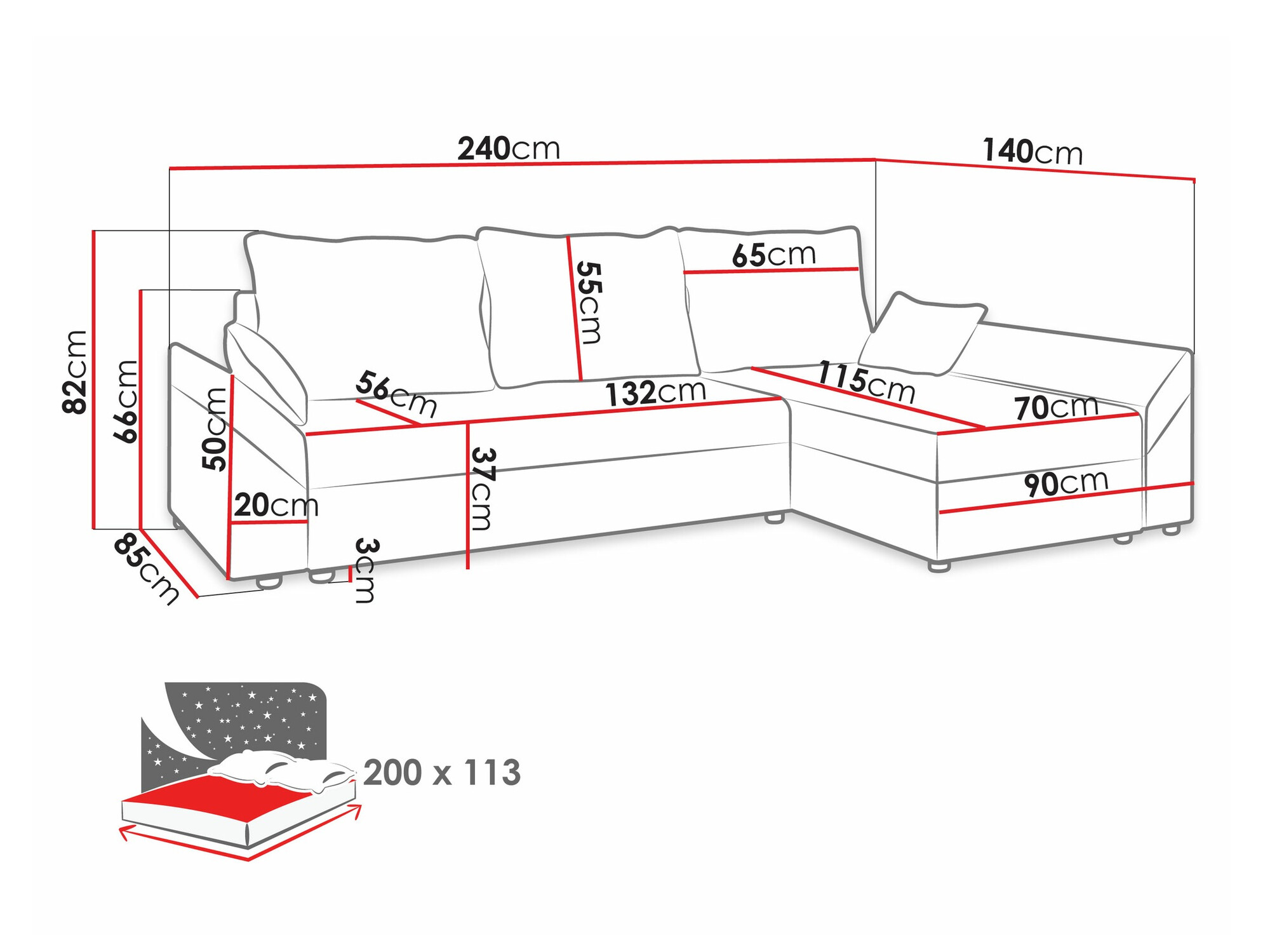 Ugaona sofa Memphis 104 (Alova 07 + Alova 68)