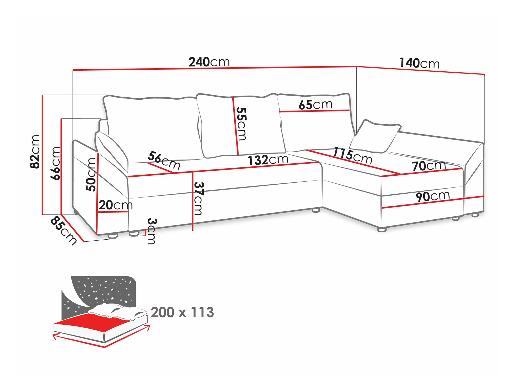 Ugaona sofa Memphis 104 (Alova 36 + Alova 04)