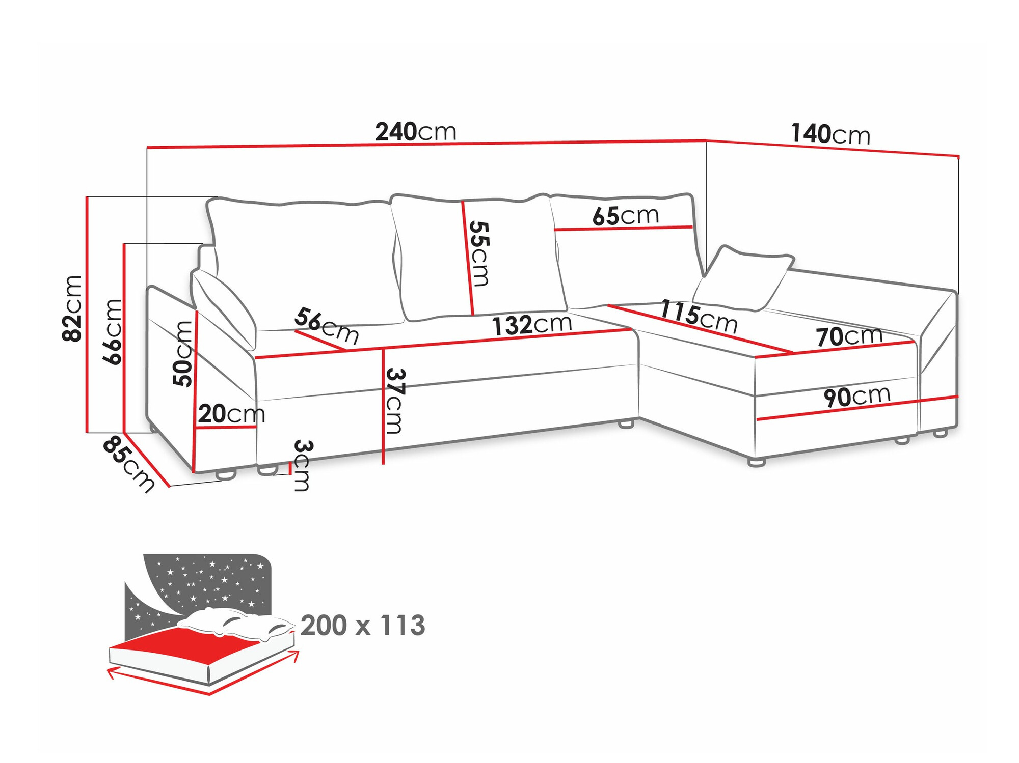 Ugaona sofa Memphis 104 (Alova 46 + Alova 04)