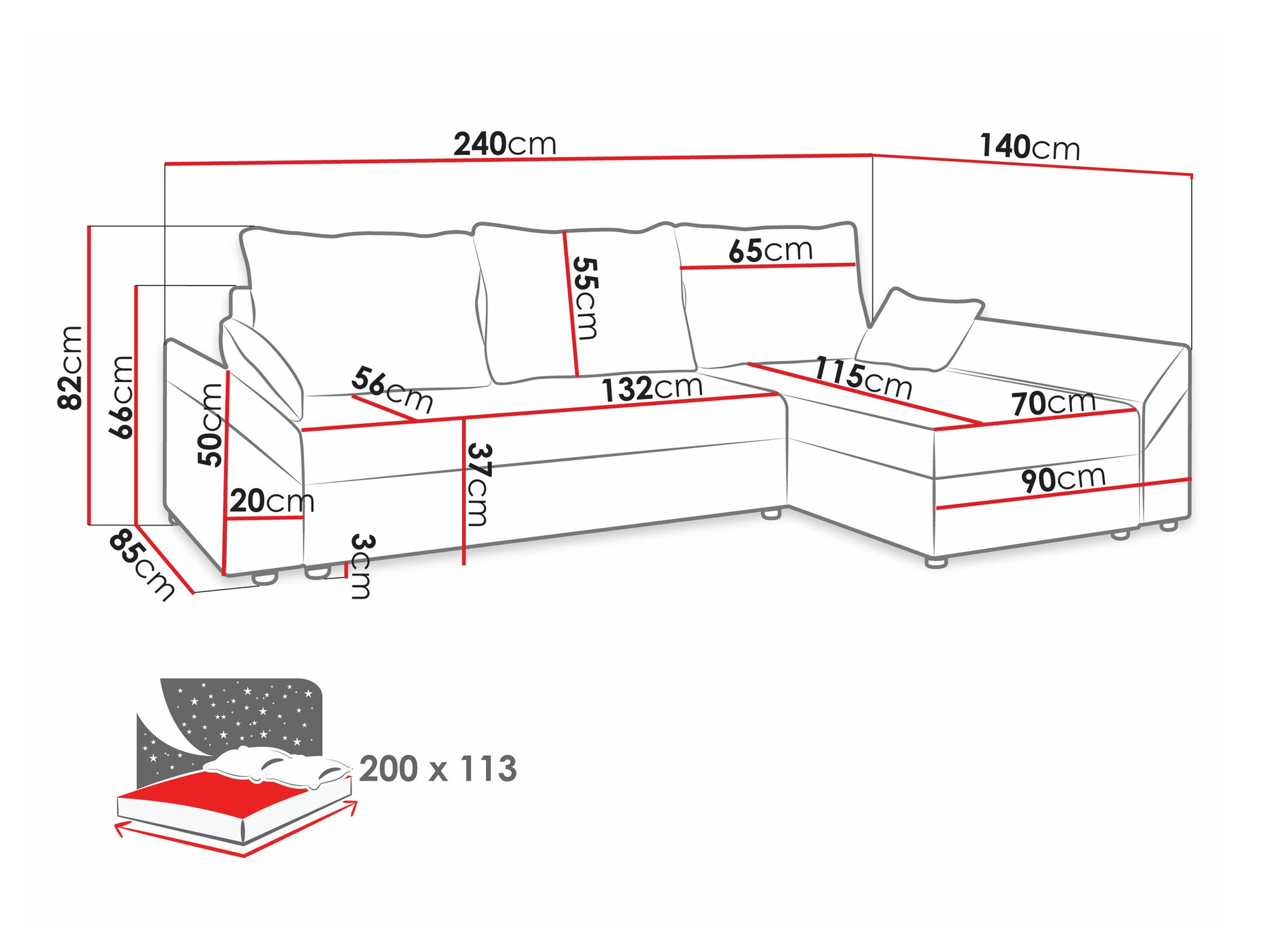 Ugaona sofa Memphis 130 (Muna 02 + Muna 03)
