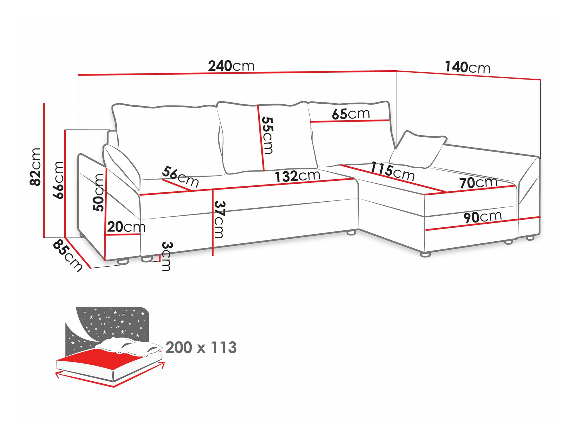 Ugaona sofa Memphis 130 (Muna 14 + Muna 10)