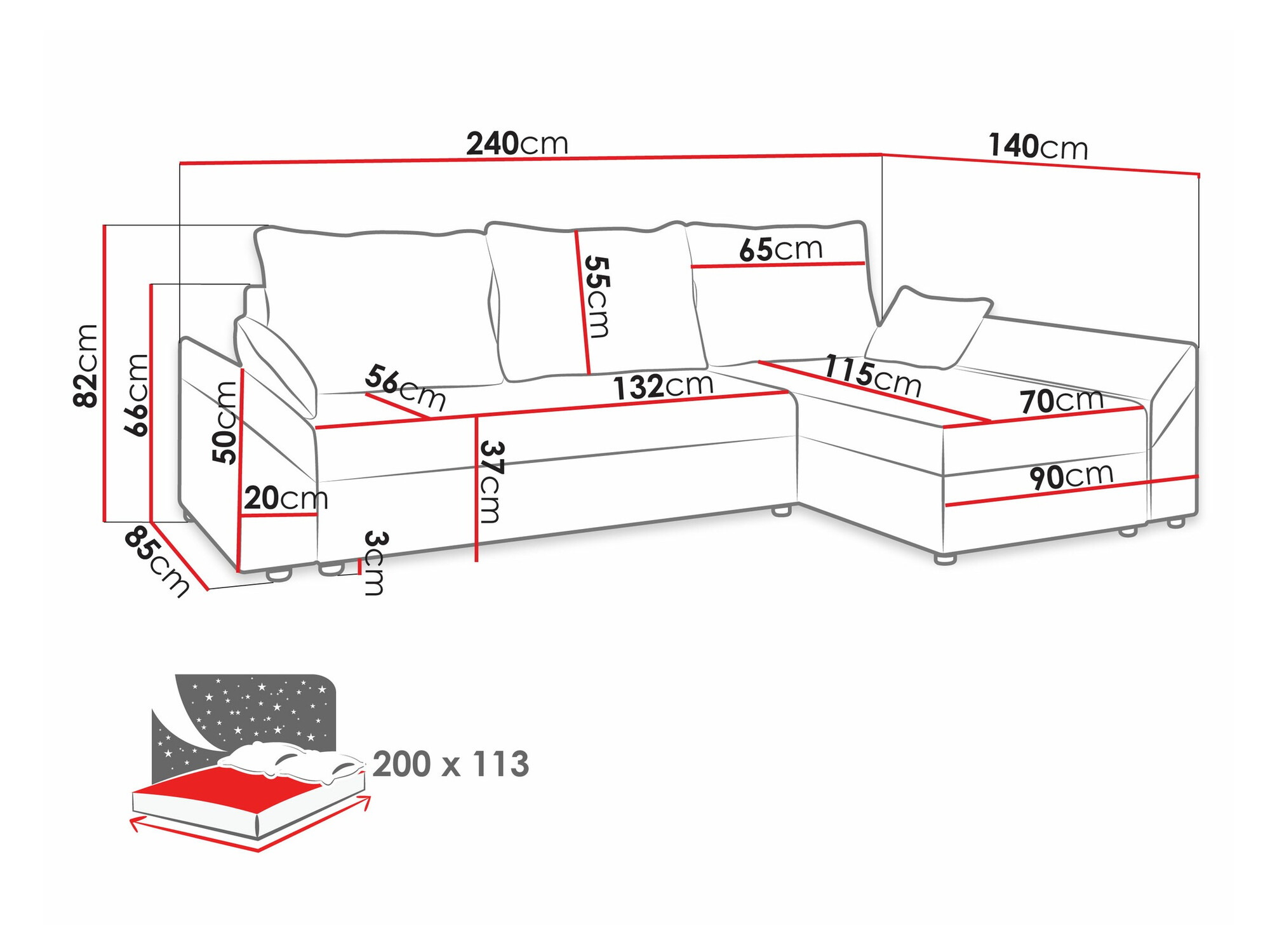 Ugaona sofa Memphis 130 (Paros 06 + Kronos 07)