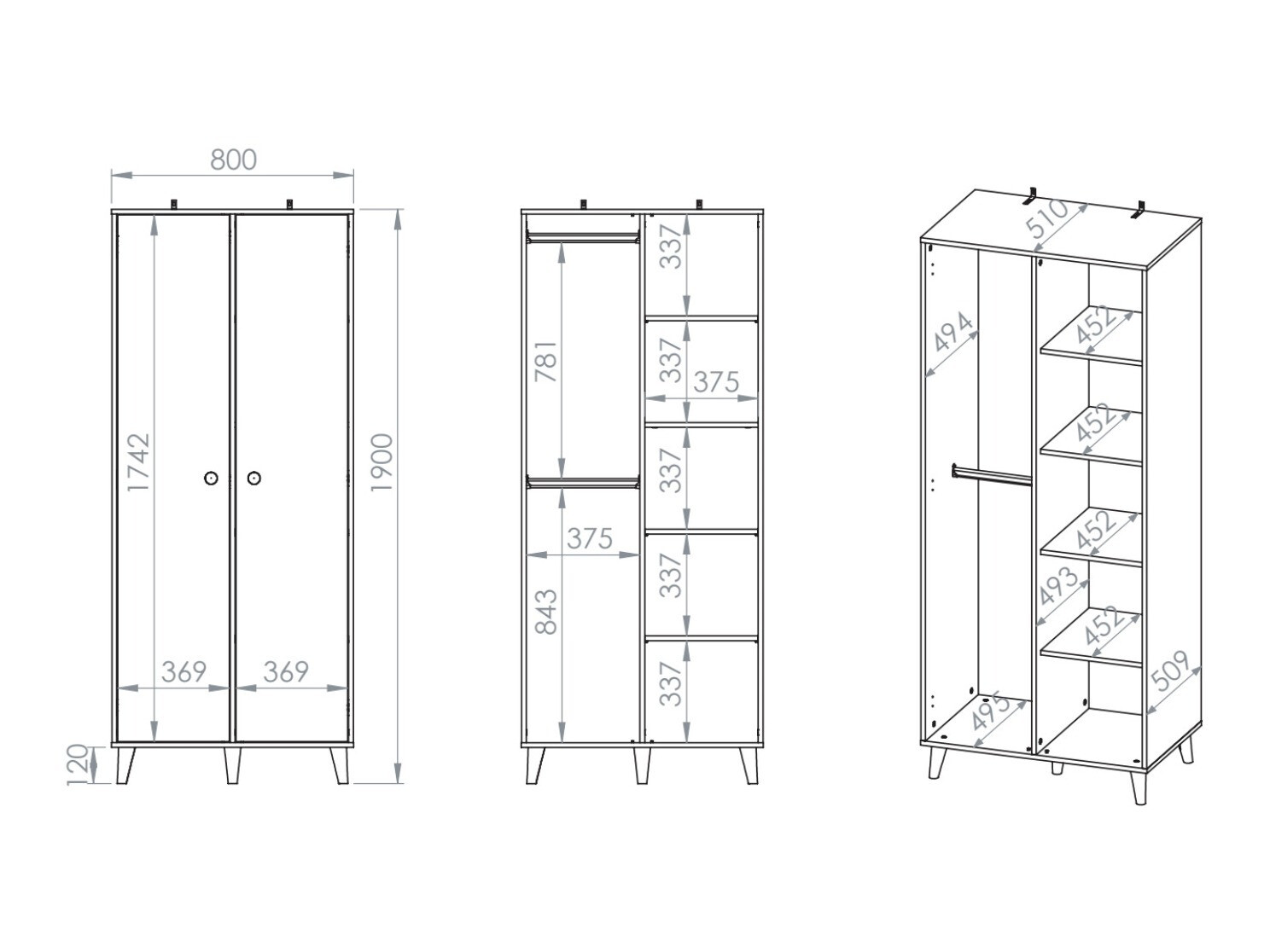 Ormar Tortoli 101 (Sivo)