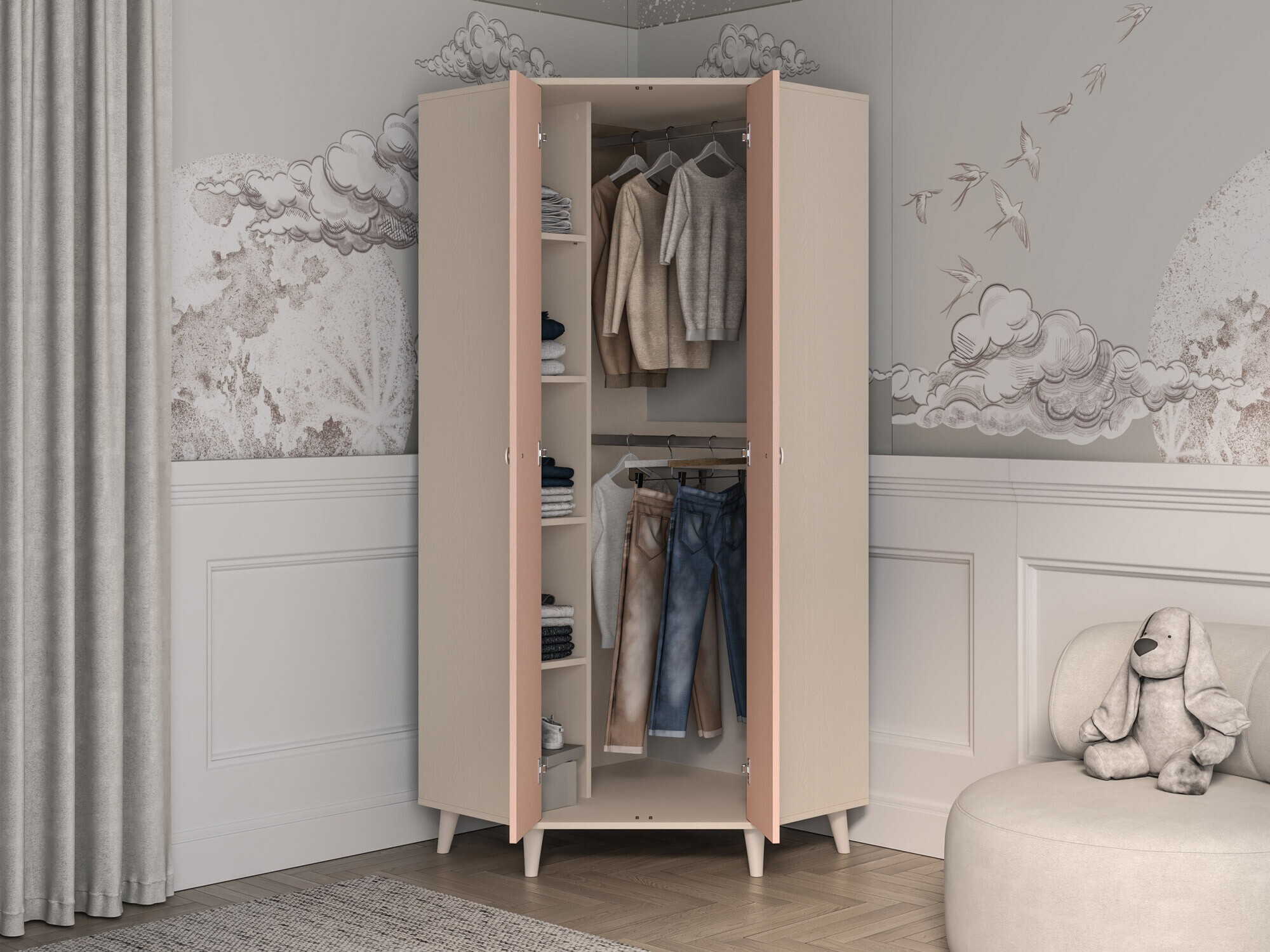 Ugaoni ormar Tortoli 100 (Roza)