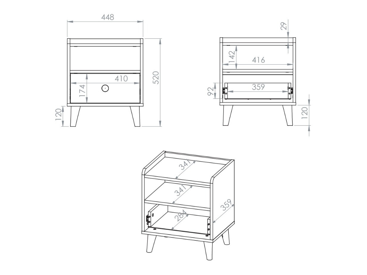 Noćni ormarić Tortoli 108 (Ružičasta)