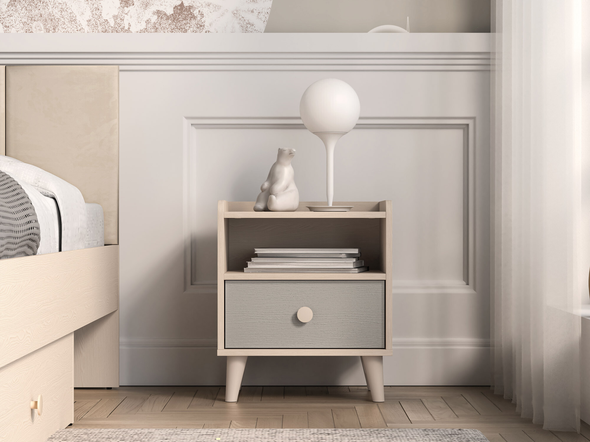 Noćni ormarić Tortoli 108 (Sivo)