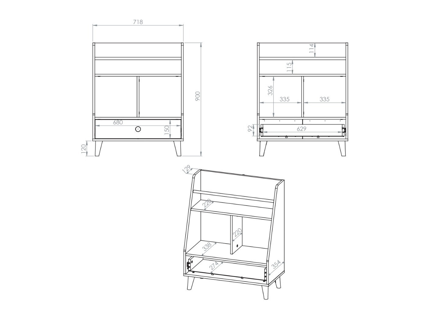 Polica Tortoli 107 (Sivo)