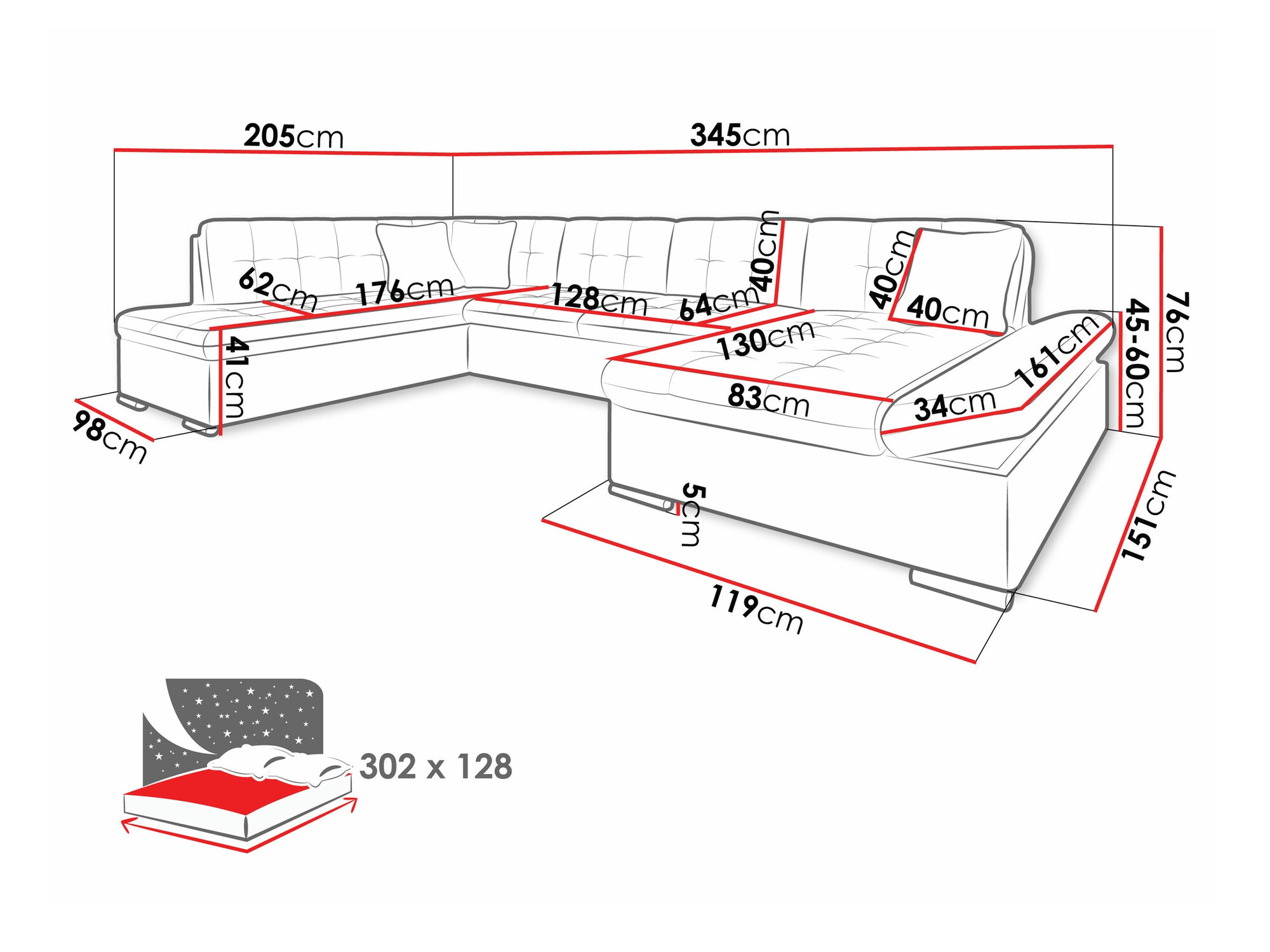 Ugaona sofa Comfivo 150 (Soft 017 + Soul 17)