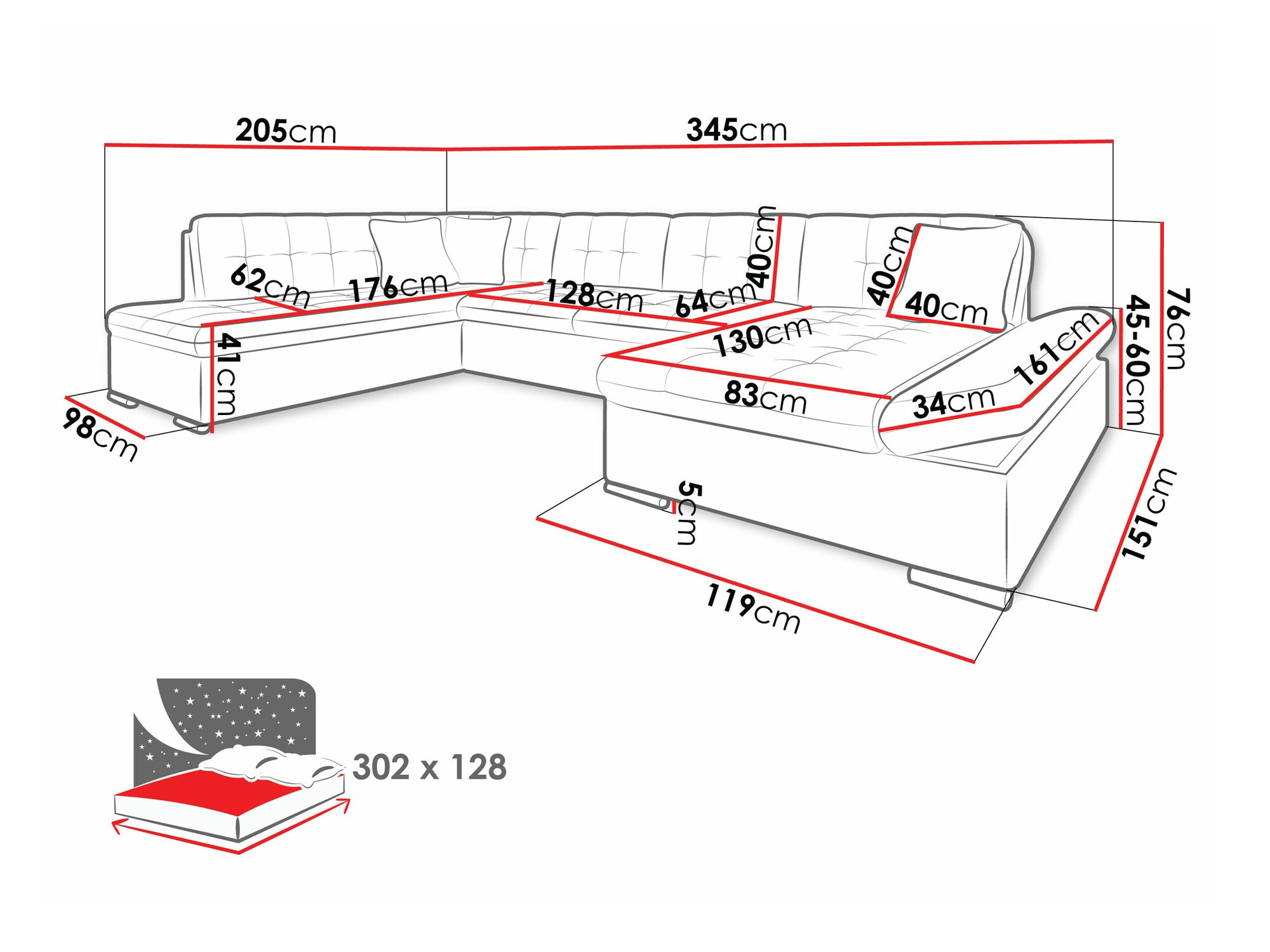 Ugaona sofa Comfivo 150 (Soft 017 + Soul 17)