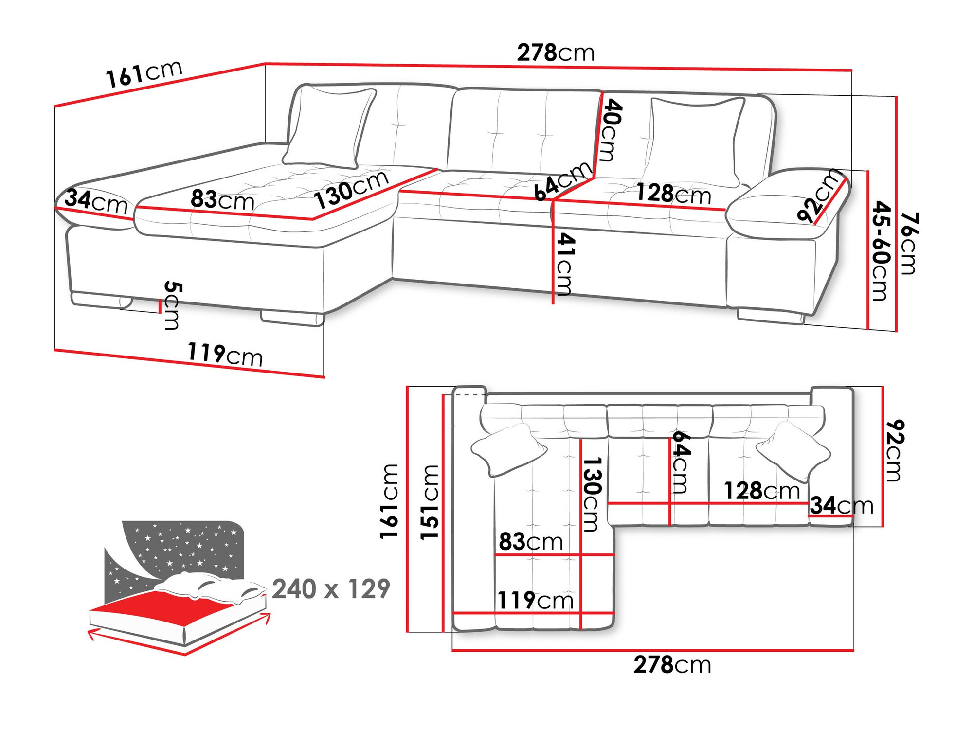 Ugaona sofa Comfivo 152 (Soft 017 + Soul 17)