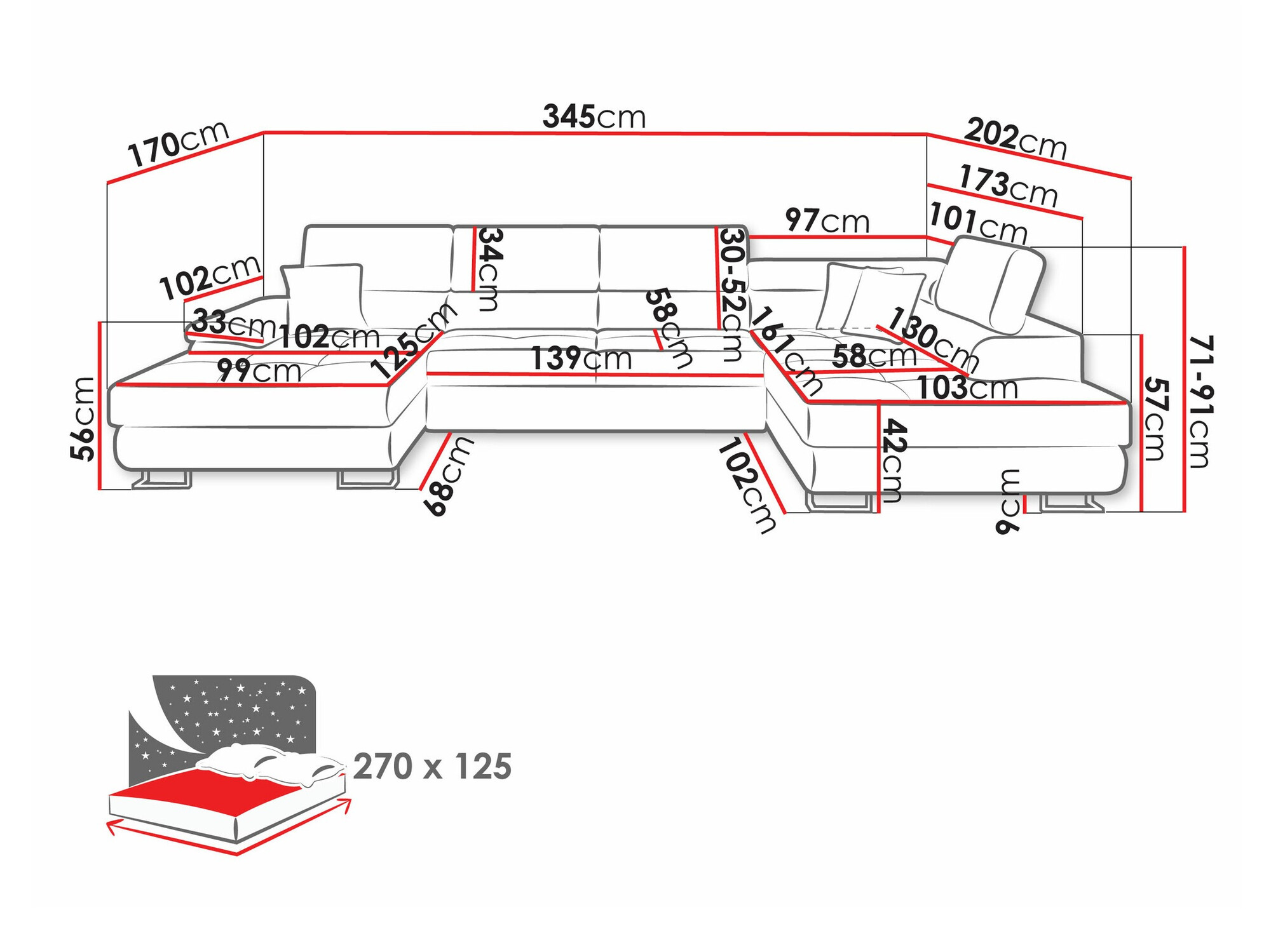 Ugaona sofa Comfivo 190 (Soft 017 + Lux 05)