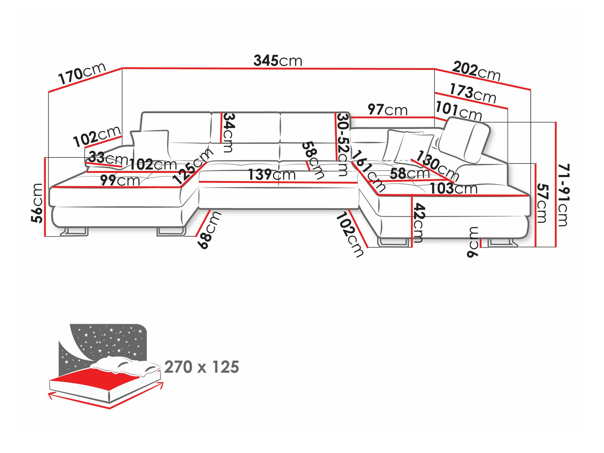Ugaona sofa Comfivo 190 (Soft 017 + Lux 05)