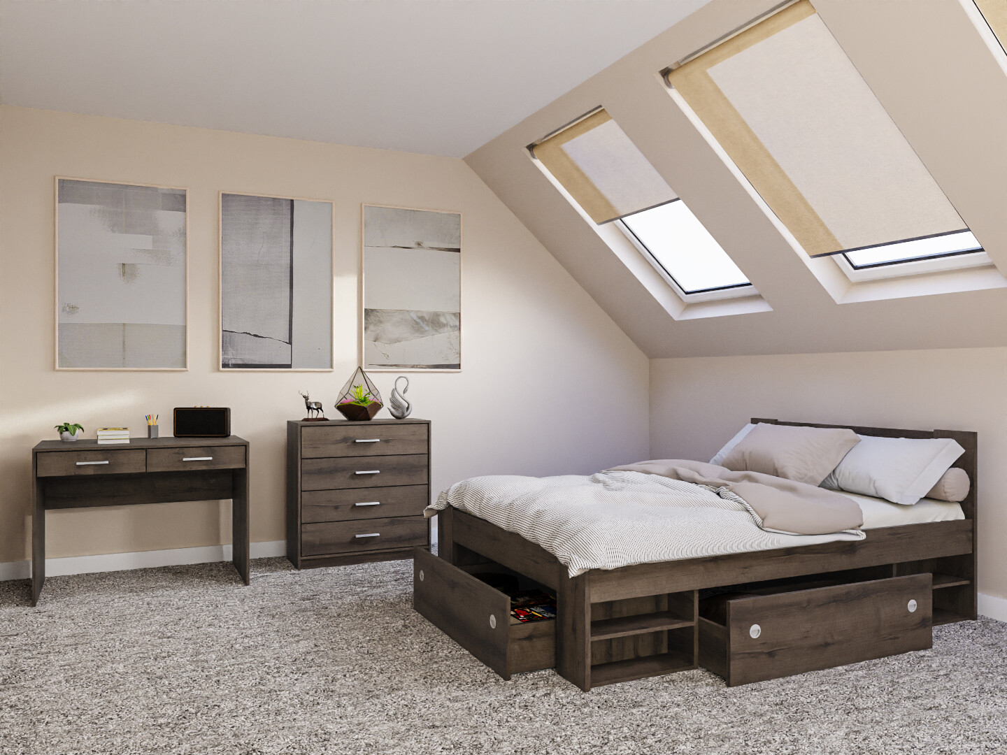 Set spavaća soba Novsore 155 (Tamni hrast)