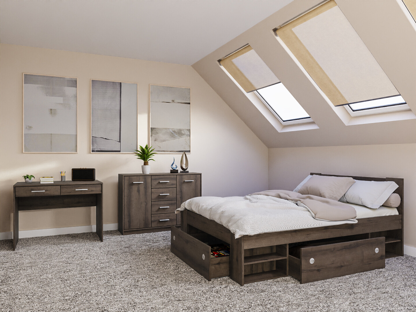 Set spavaća soba Novsore 156 (Tamni hrast)