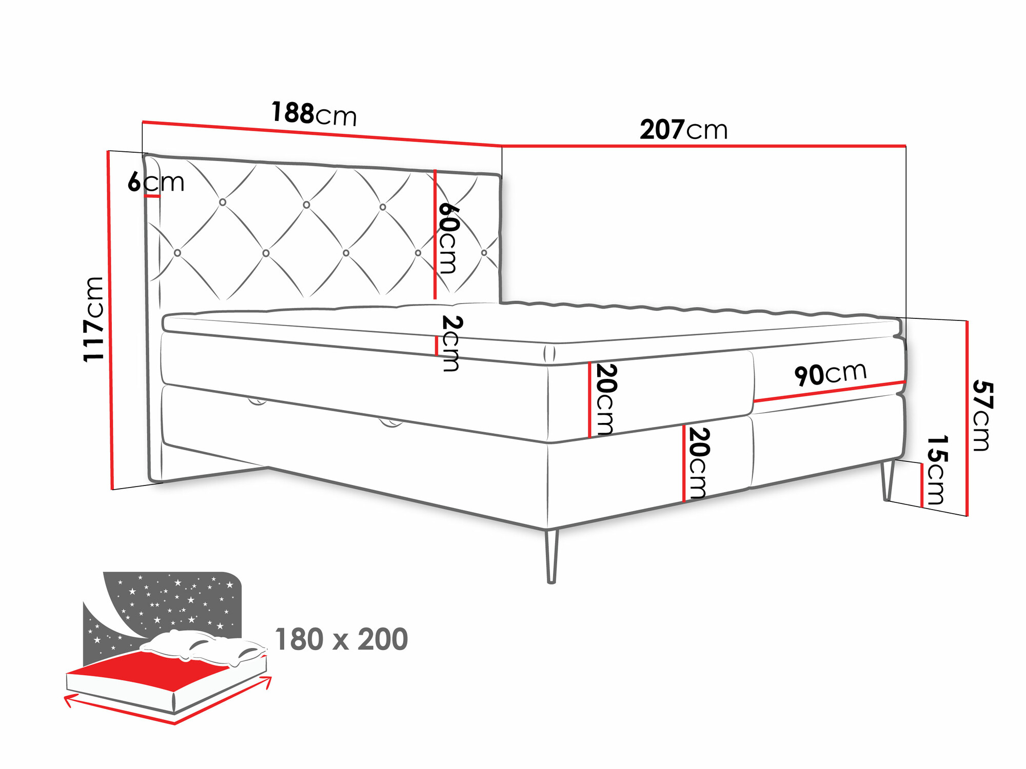 Boxspring krevet ComfiDream 192 (Verita 85)