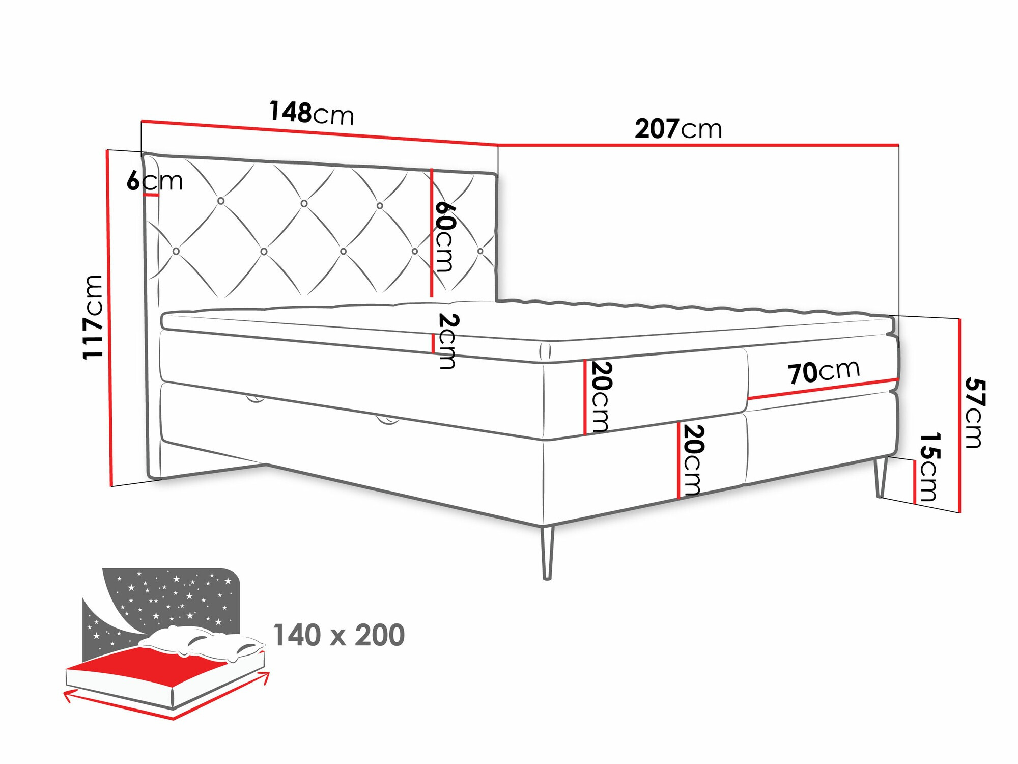 Boxspring krevet ComfiDream 192 (Verita 03)