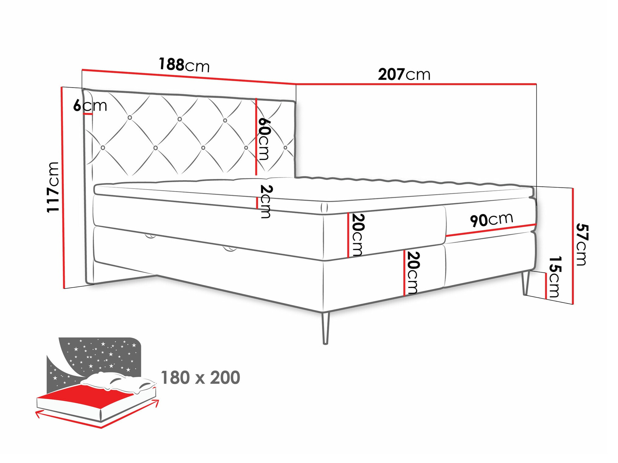 Boxspring krevet ComfiDream 192 (Verita 03)