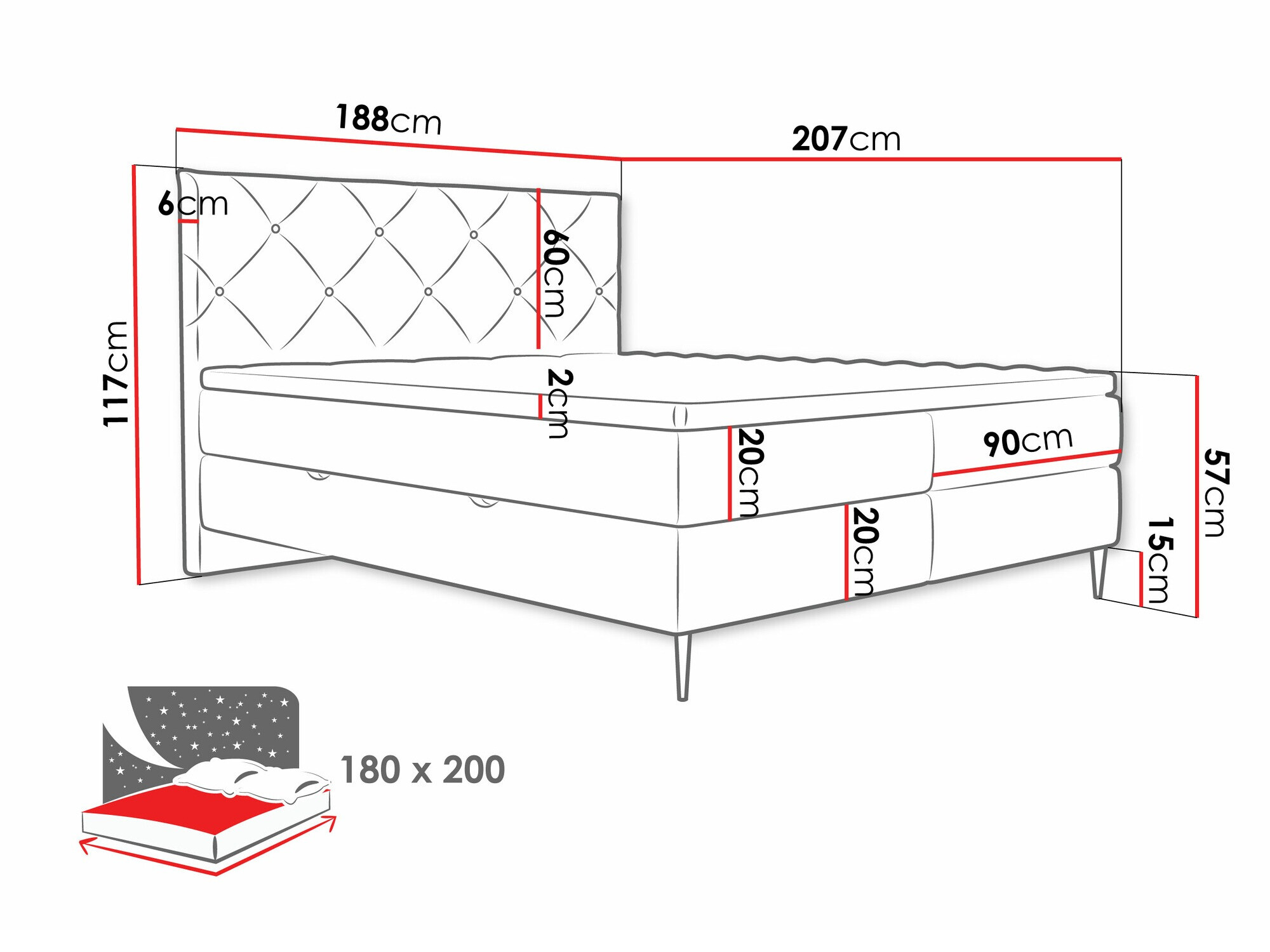 Boxspring krevet ComfiDream 192 (Verita 16)
