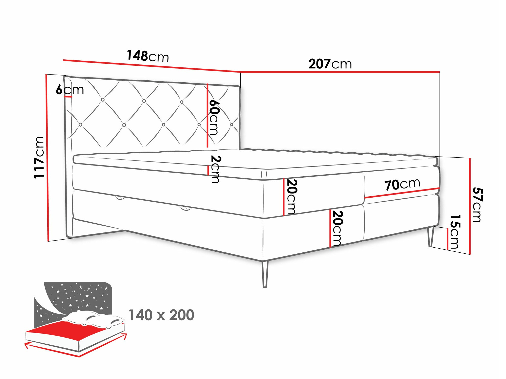 Boxspring krevet ComfiDream 192 (Verita 52)