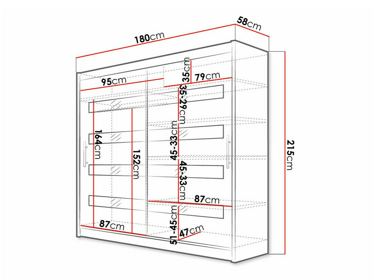 Ormar Closico 156 (Crno + Sjajno belo)