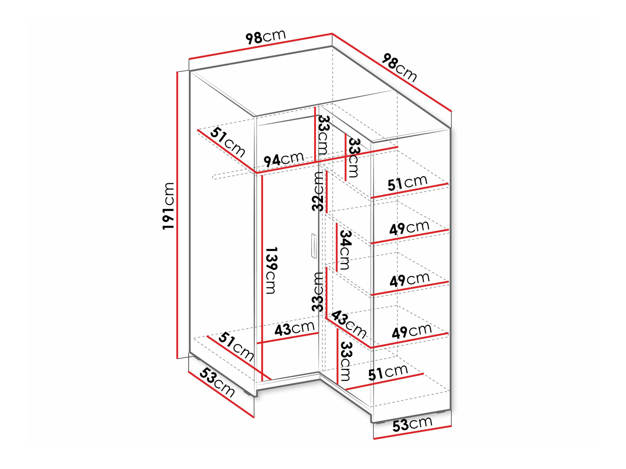 Ugaoni ormar Novduni 116 (Sonoma hrast)