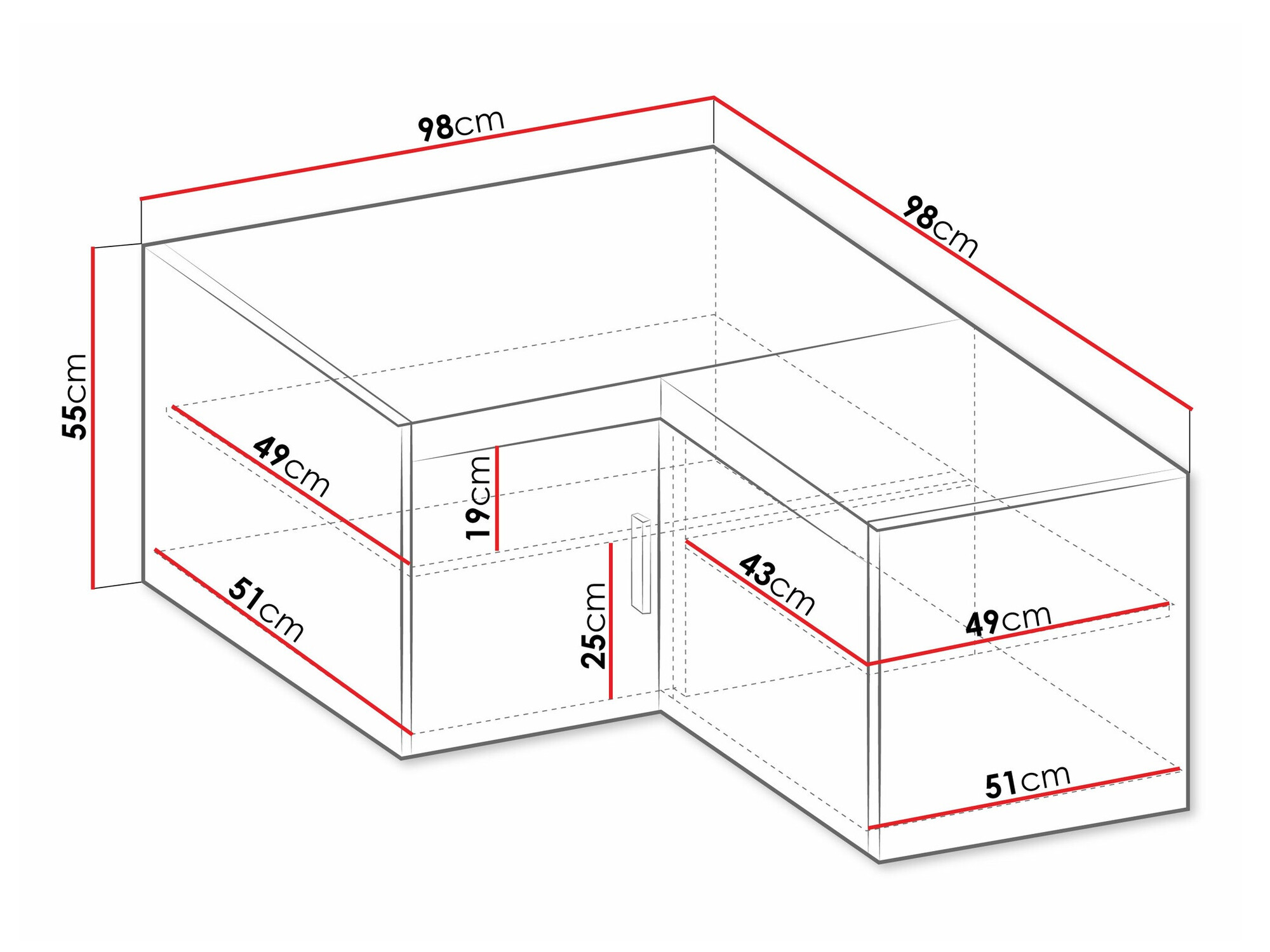 Ugaoni ormar Novduni 118 (Belo)