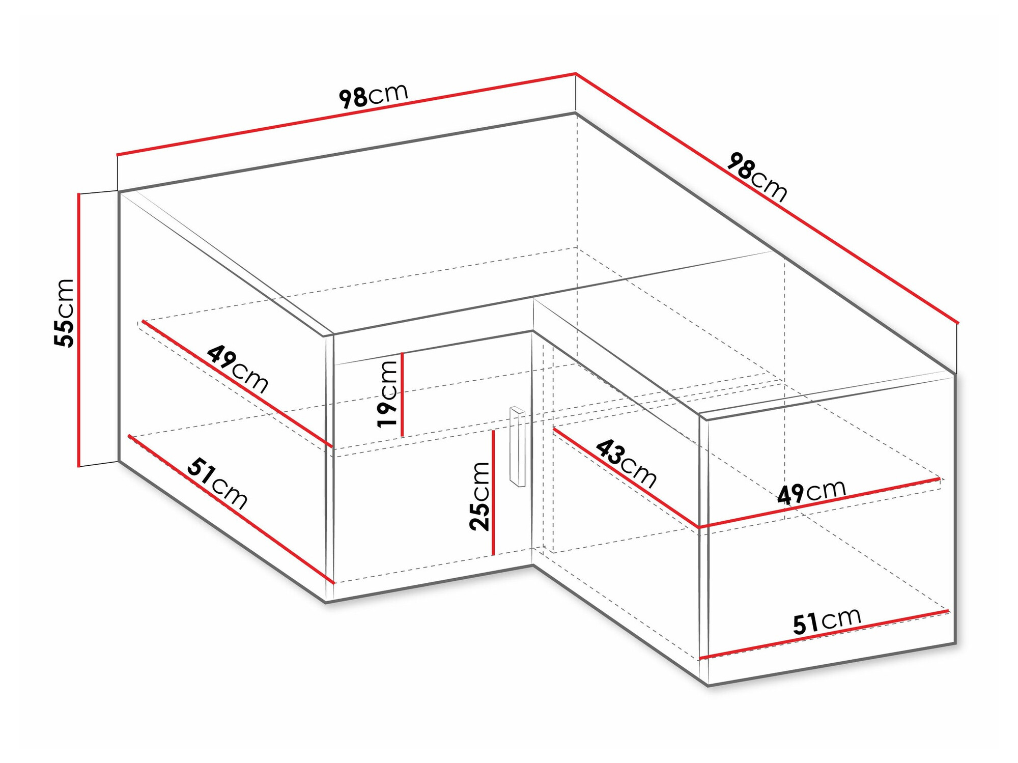 Ugaoni ormar Novduni 118 (Sonoma hrast)