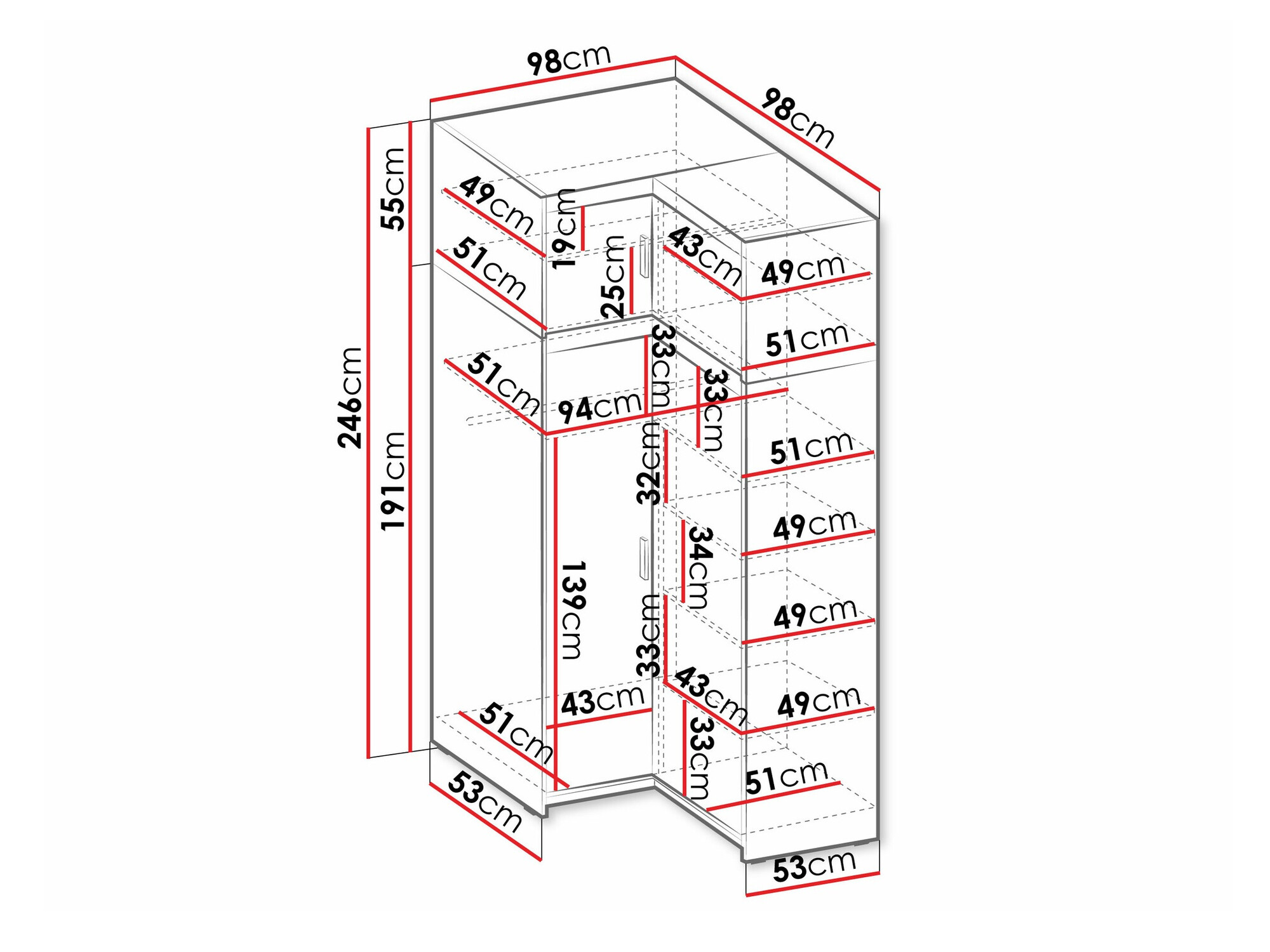 Ugaoni ormar Novduni 121 (Храст лефкас)
