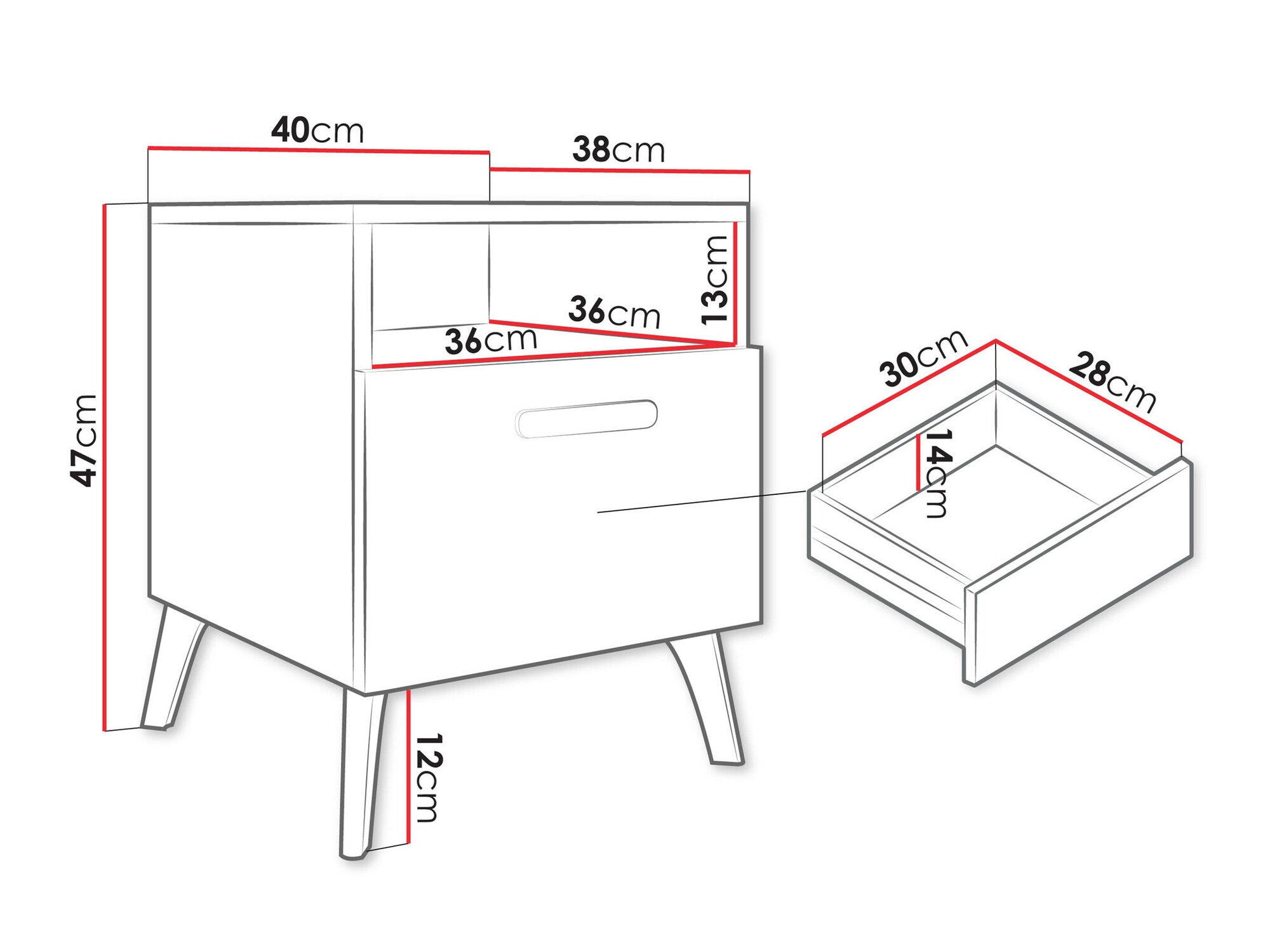 Noćni ormarić Comfivo Teslomo 111 (Kašmir + Sjajni kašmir)