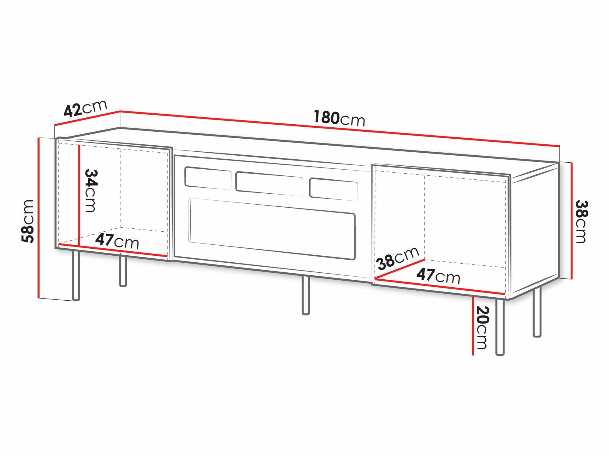 TV sto Charlotte 210 (Belo)