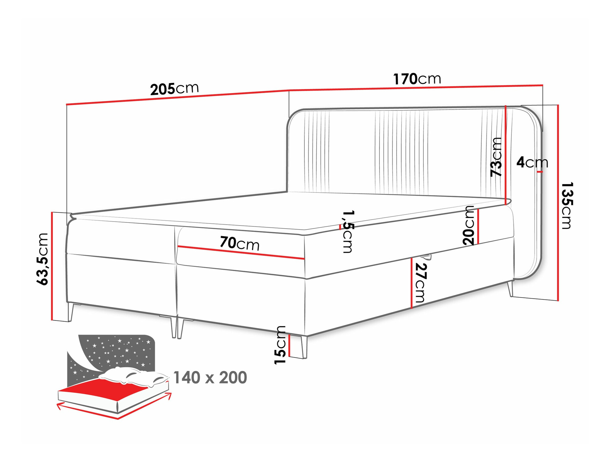 Boxspring krevet Baltimore 196 (Magic Velvet 2206)