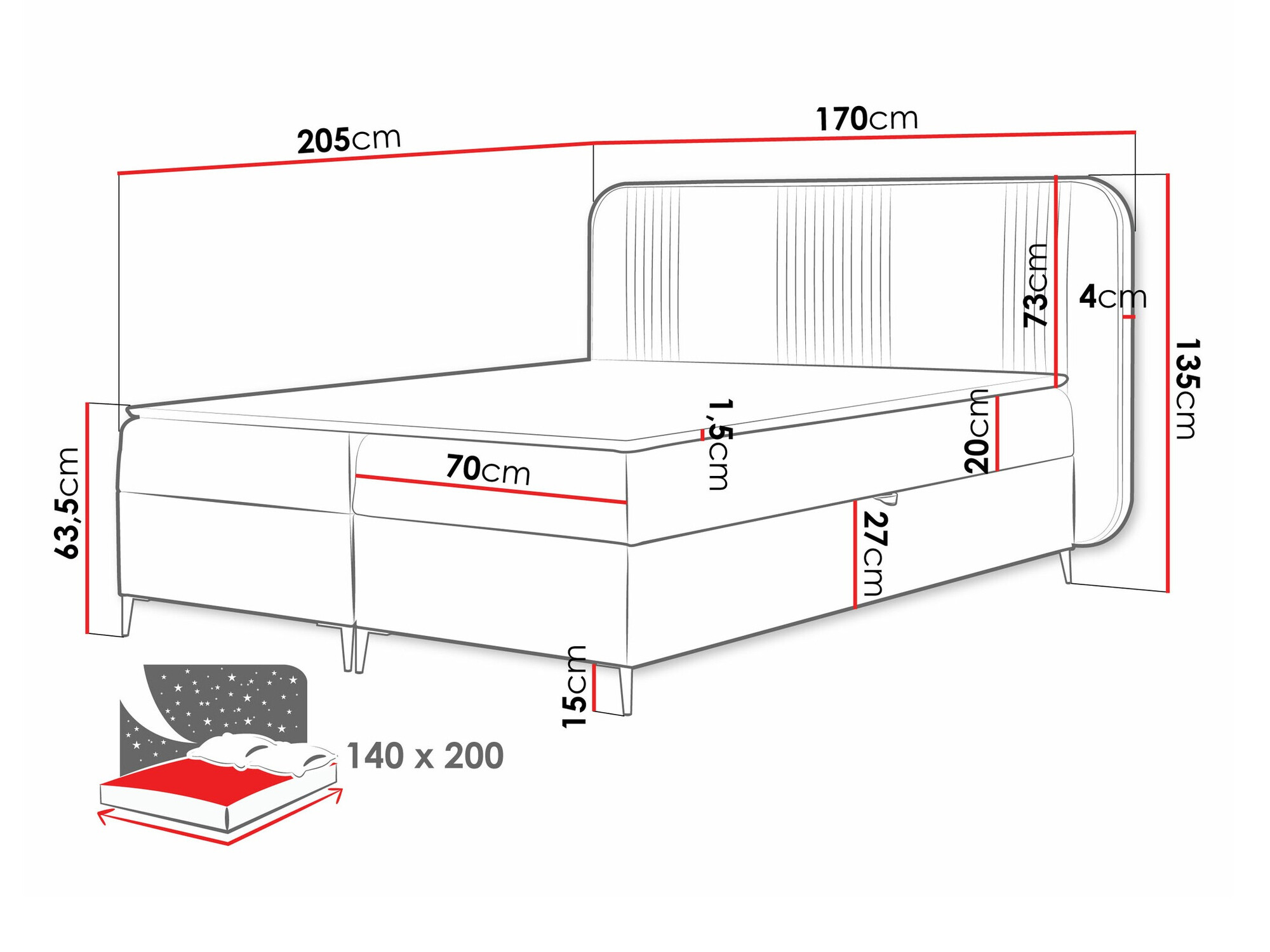 Boxspring krevet Baltimore 196 (Magic Velvet 2217)