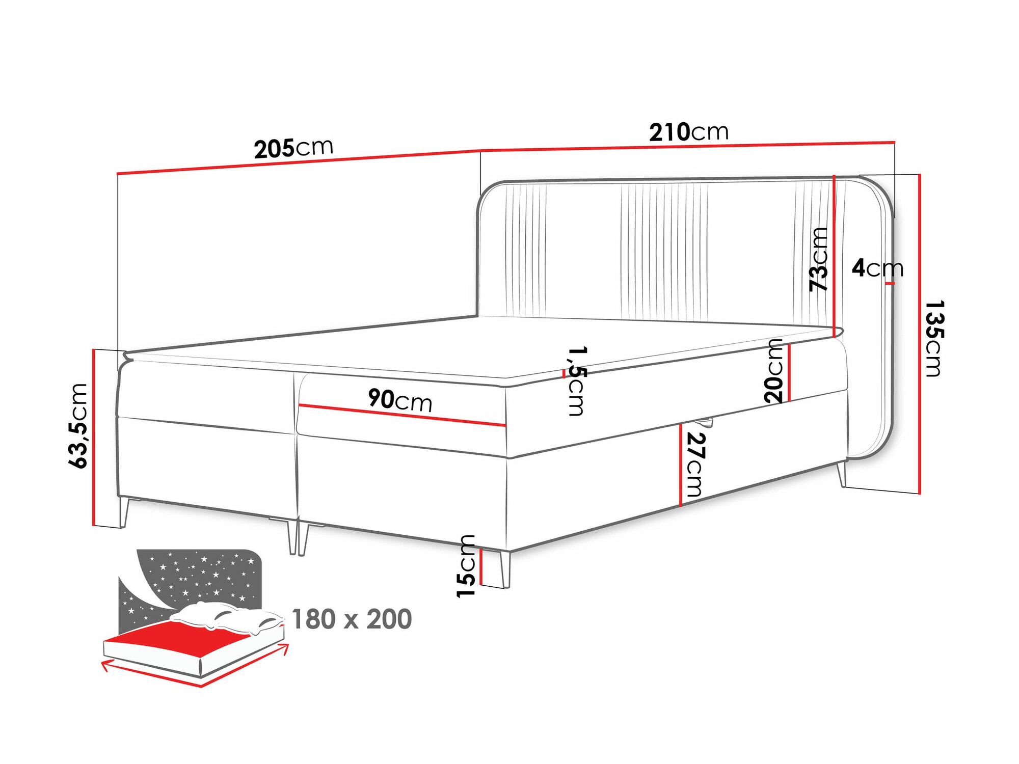 Boxspring krevet Baltimore 196 (Magic Velvet 2219)