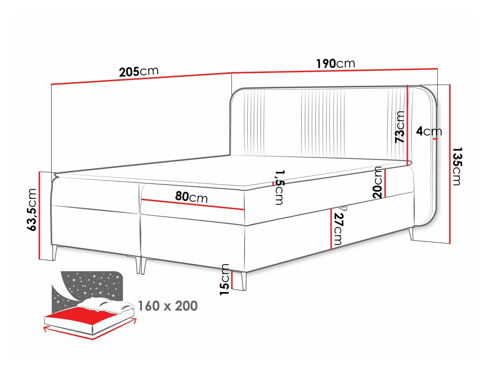 Boxspring krevet Baltimore 196 (Magic Velvet 2225)