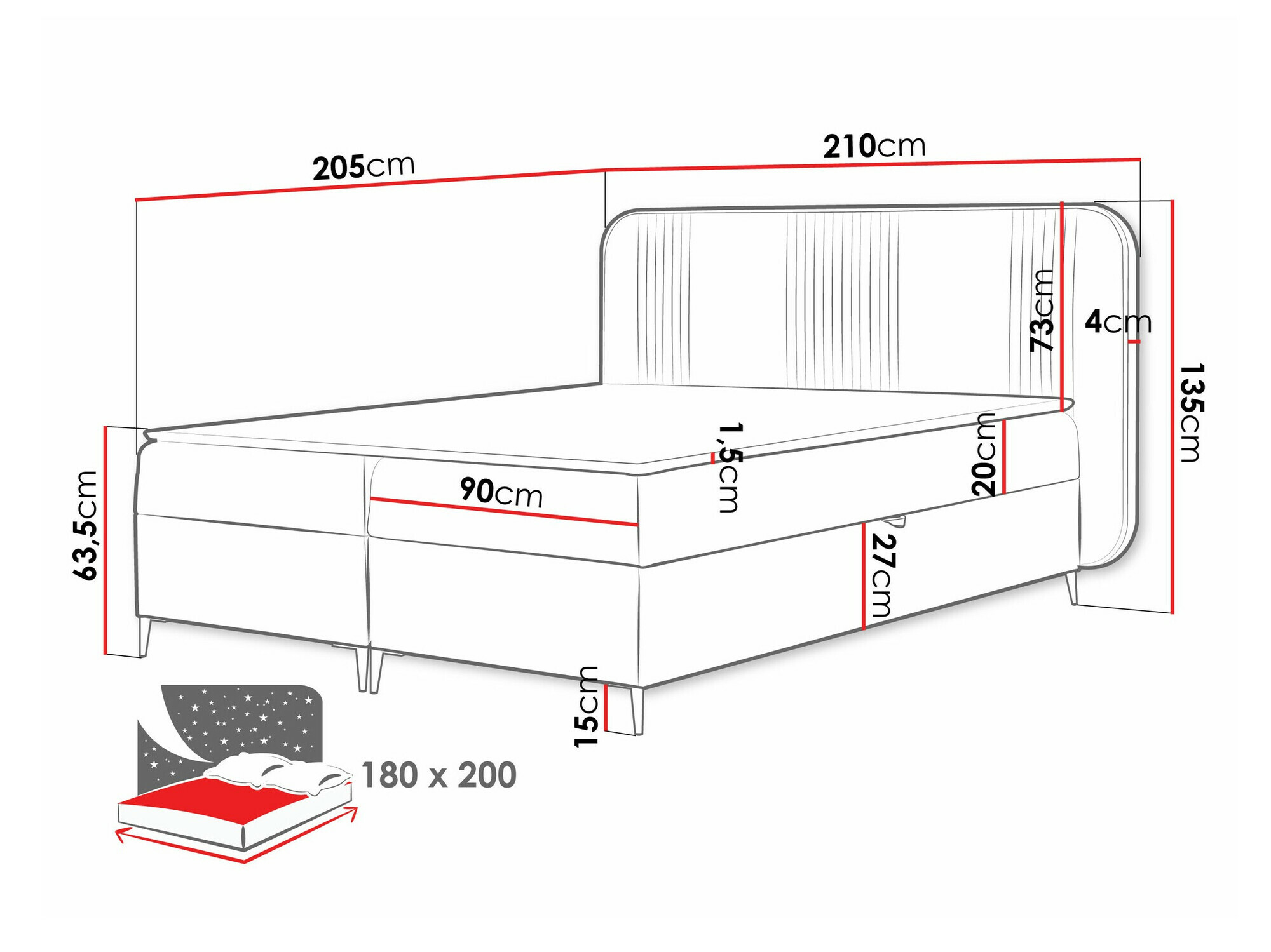 Boxspring krevet Baltimore 196 (Magic Velvet 2225)