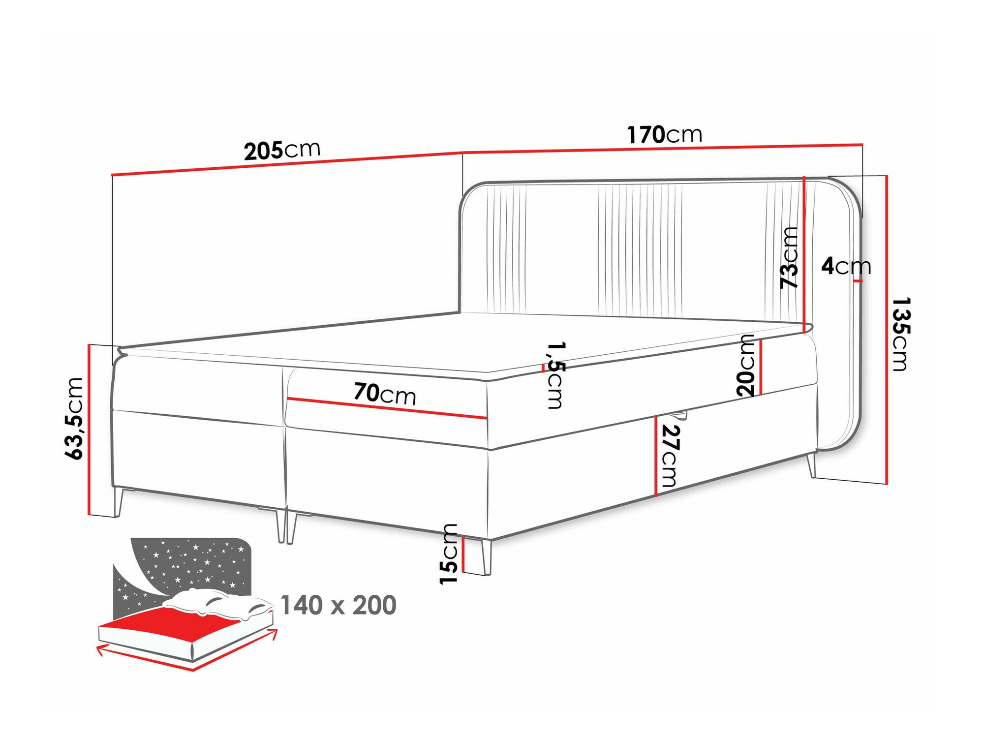 Boxspring krevet Baltimore 196 (Magic Velvet 2239)