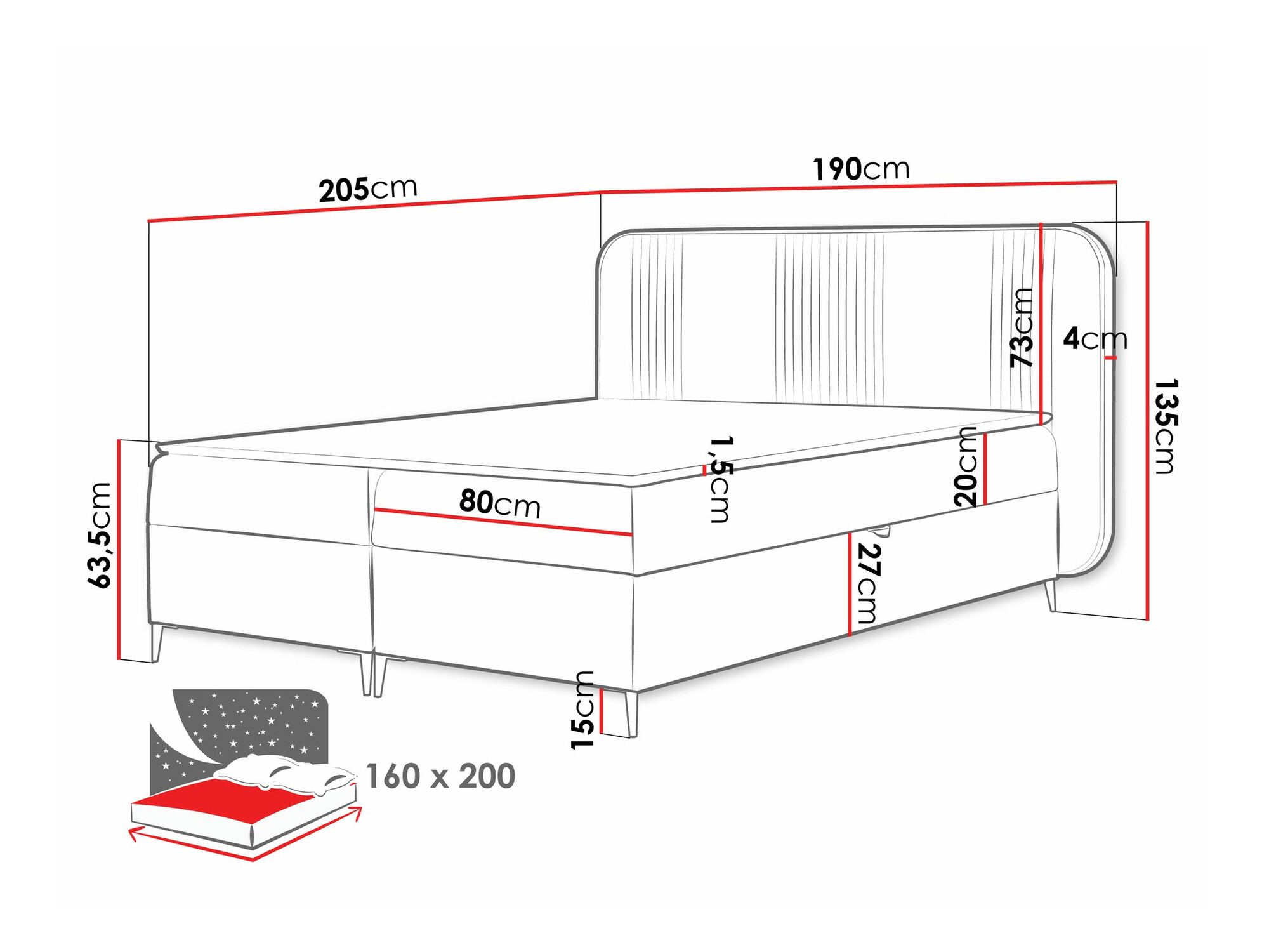 Boxspring krevet Baltimore 196 (Magic Velvet 2239)