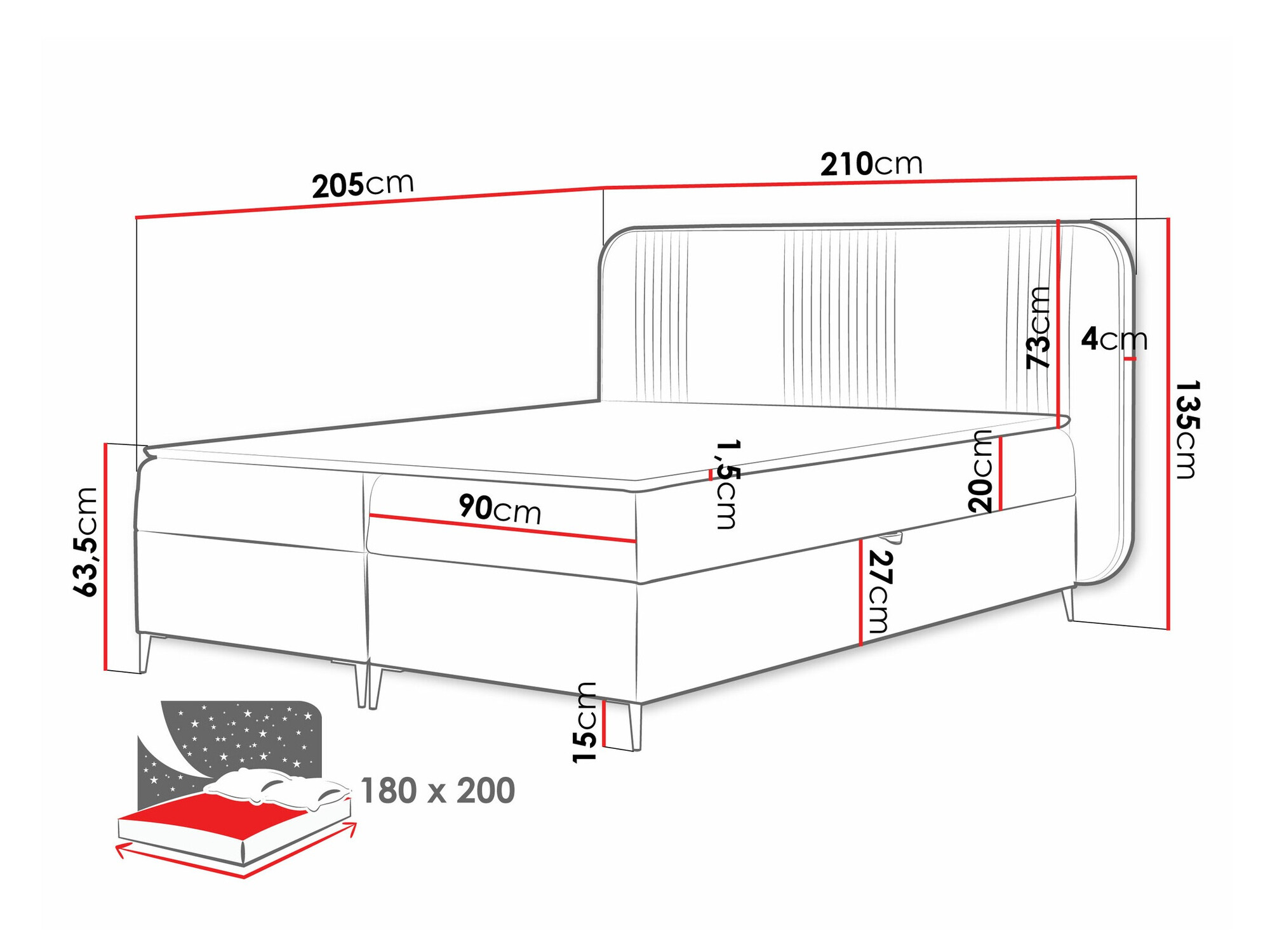 Boxspring krevet Baltimore 196 (Magic Velvet 2239)