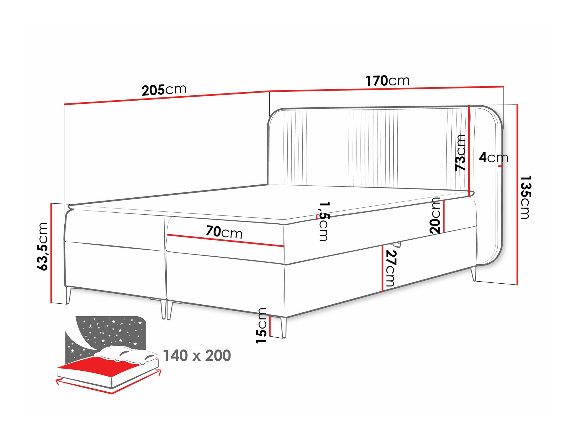 Boxspring krevet Baltimore 196 (Magic Velvet 2256)