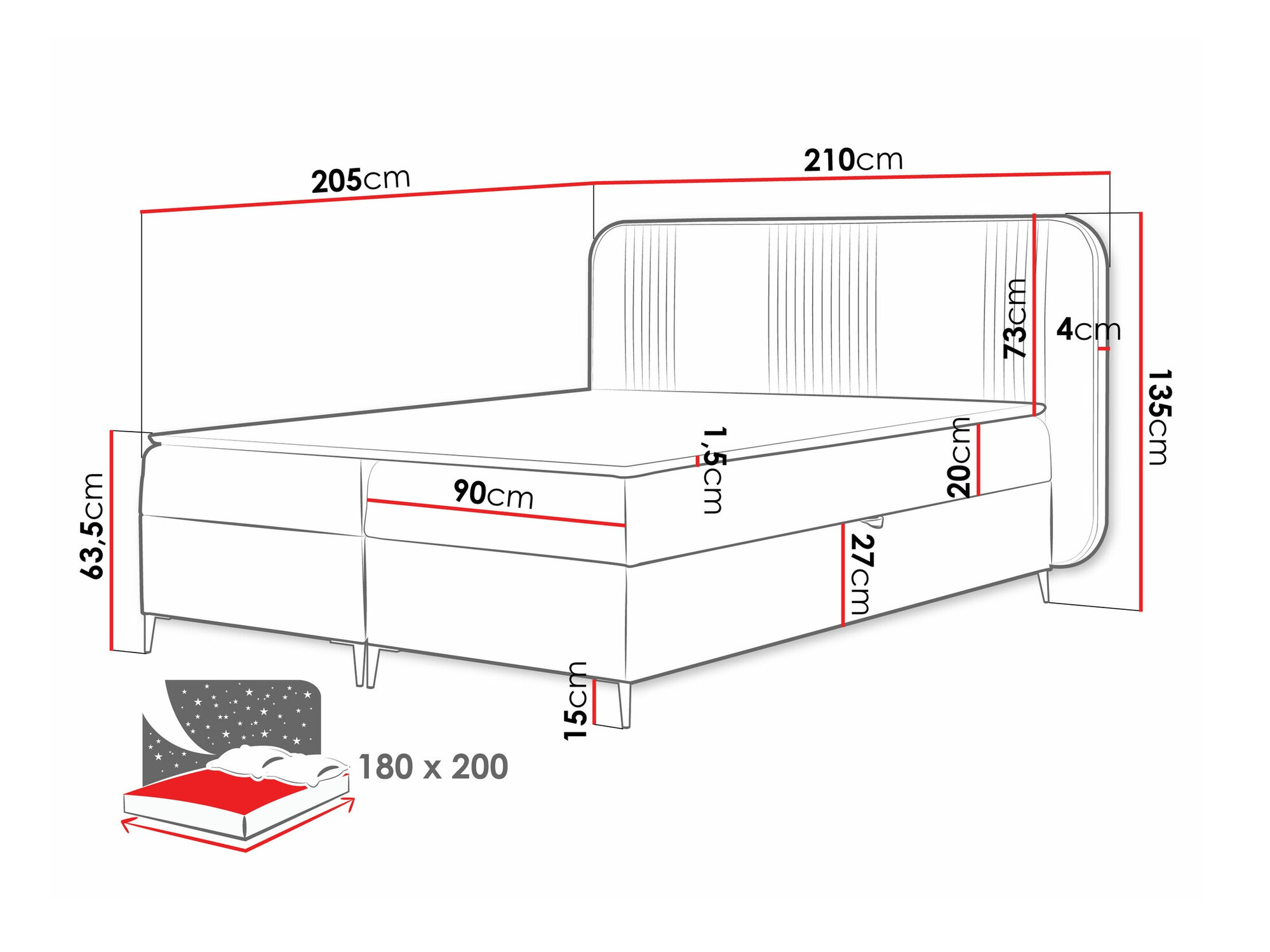 Boxspring krevet Baltimore 196 (Magic Velvet 2256)