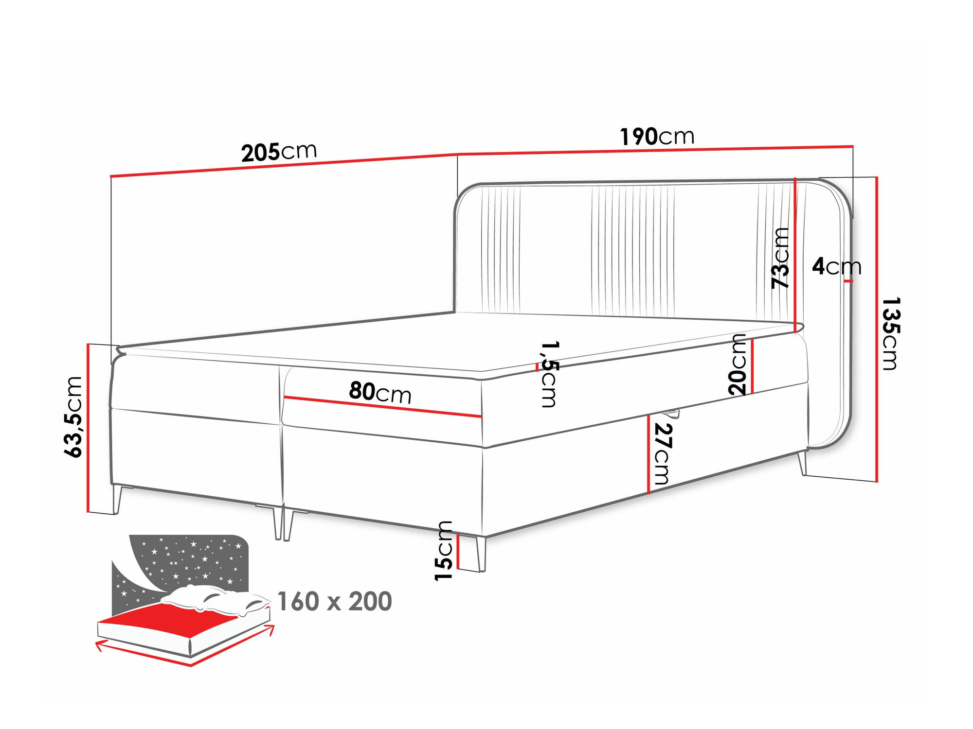 Boxspring krevet Baltimore 196 (Magic Velvet 2257)